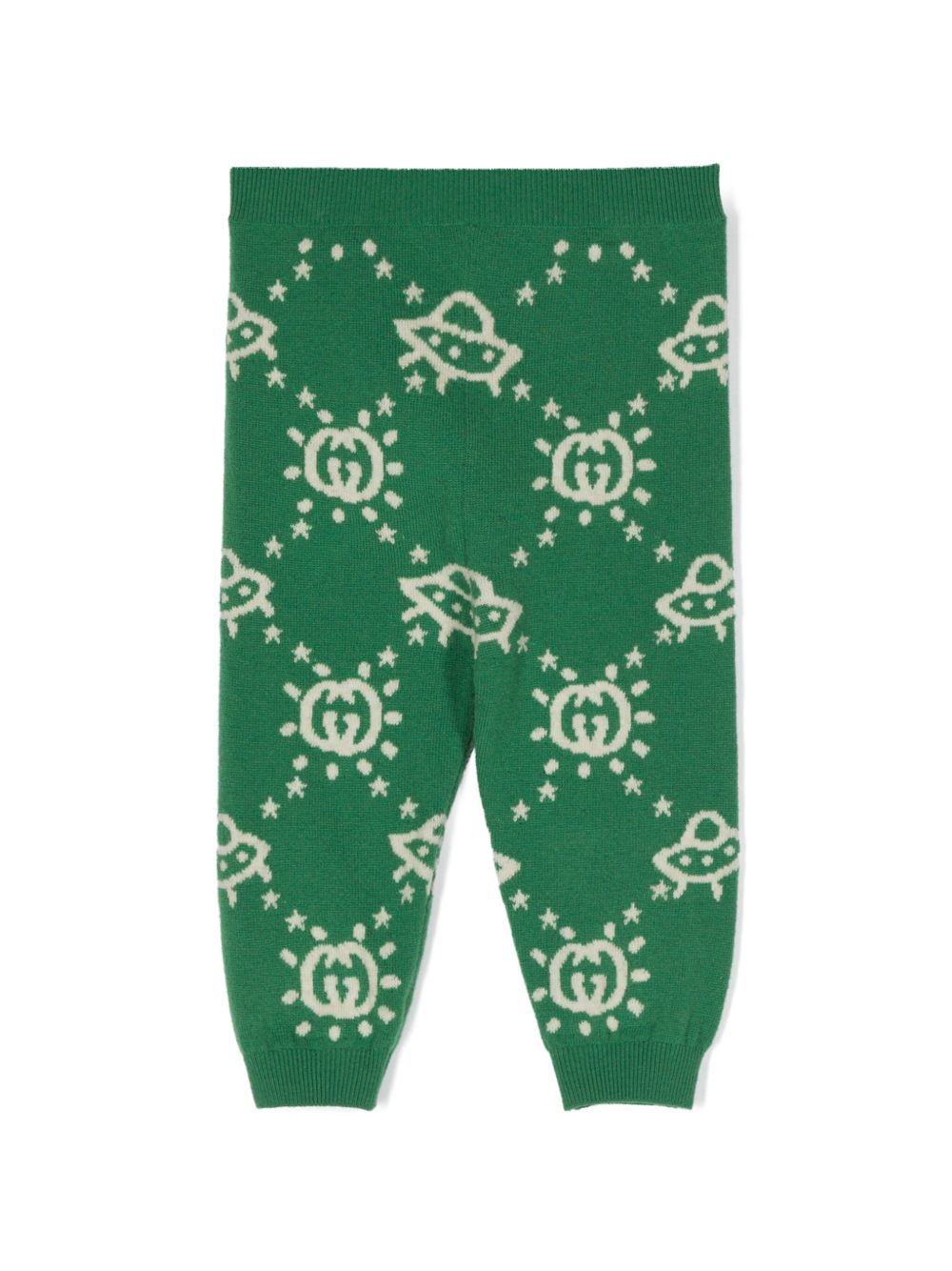Gucci Kids Interlocking G 嵌花针织打底裤 - 绿色