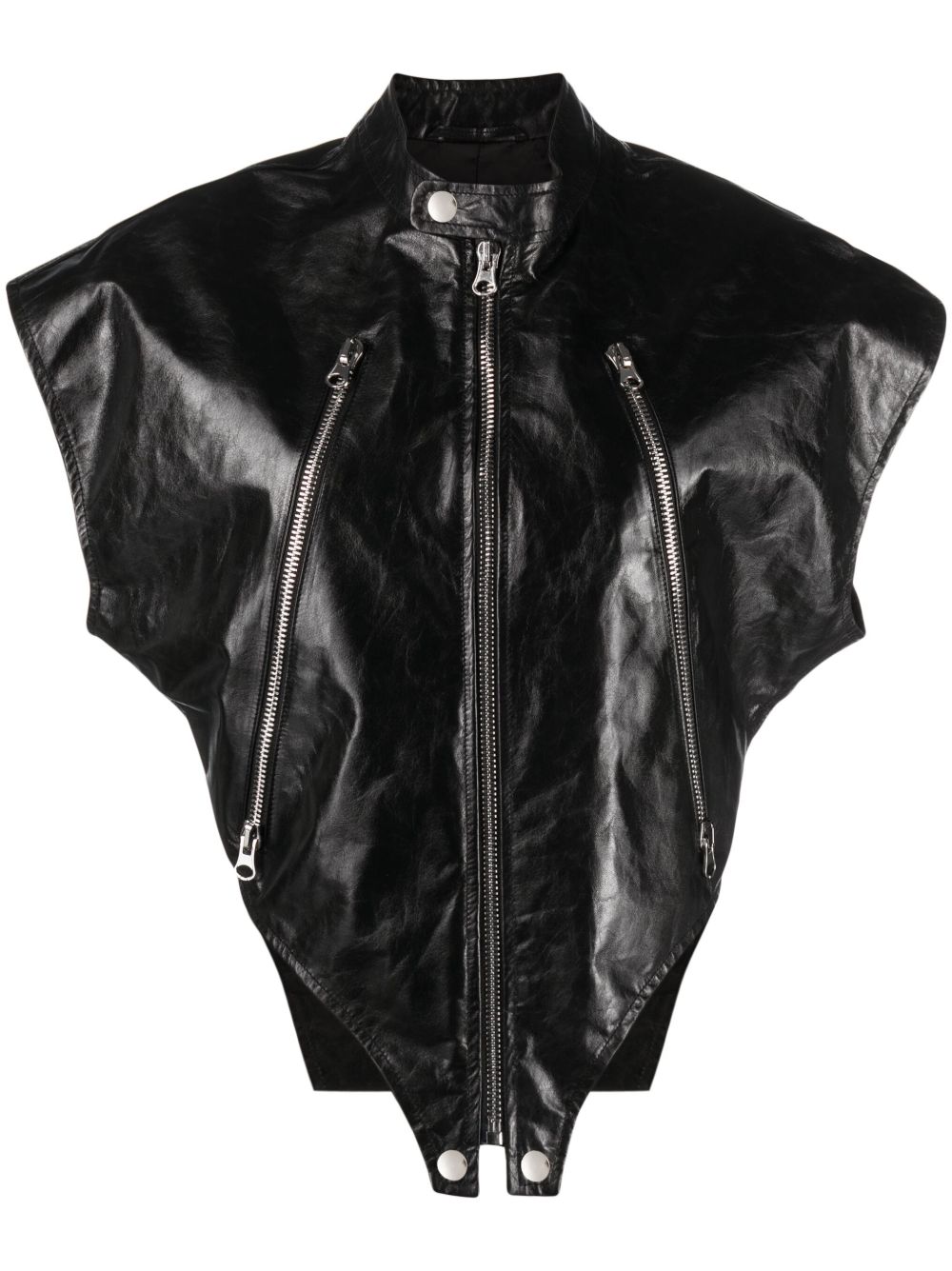 MM6 Maison Margiela 短袖皮质夹克 - 黑色