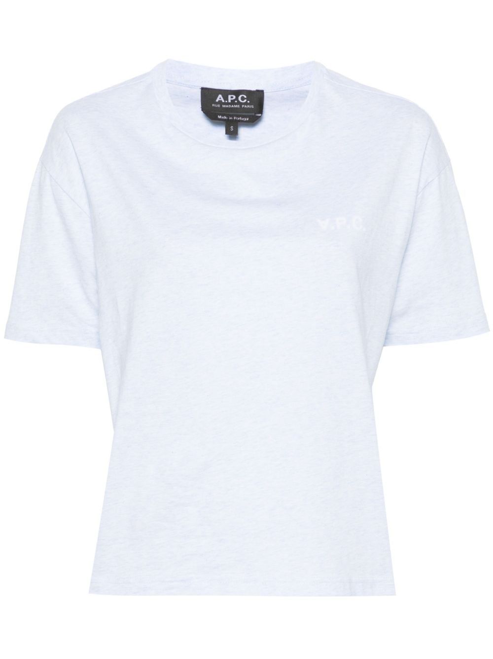 A.P.C. 植绒logo棉T恤 - 蓝色