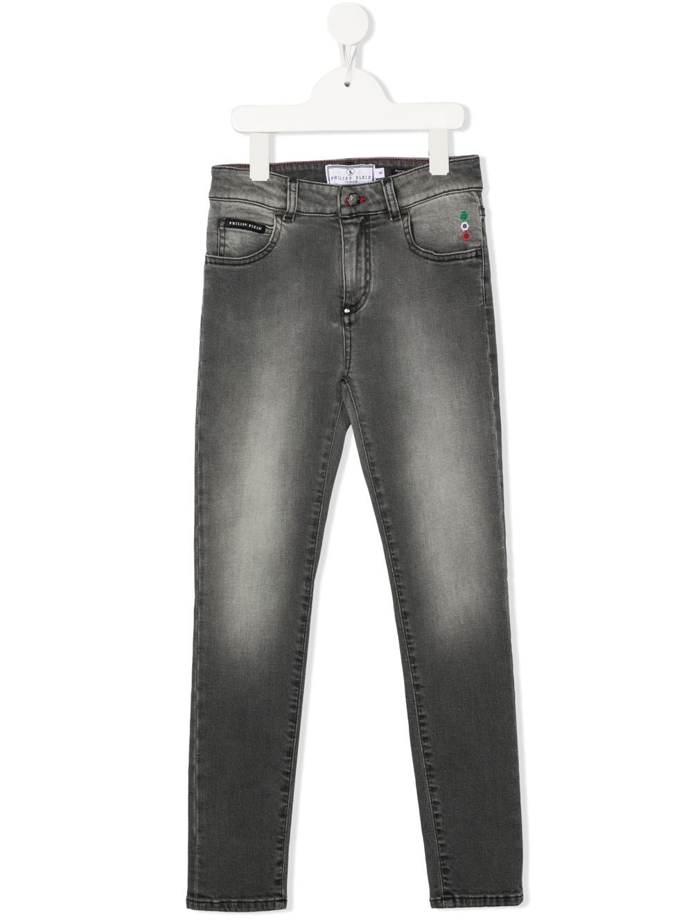 Philipp Plein Junior Hexagon 中腰修身牛仔裤 - 灰色
