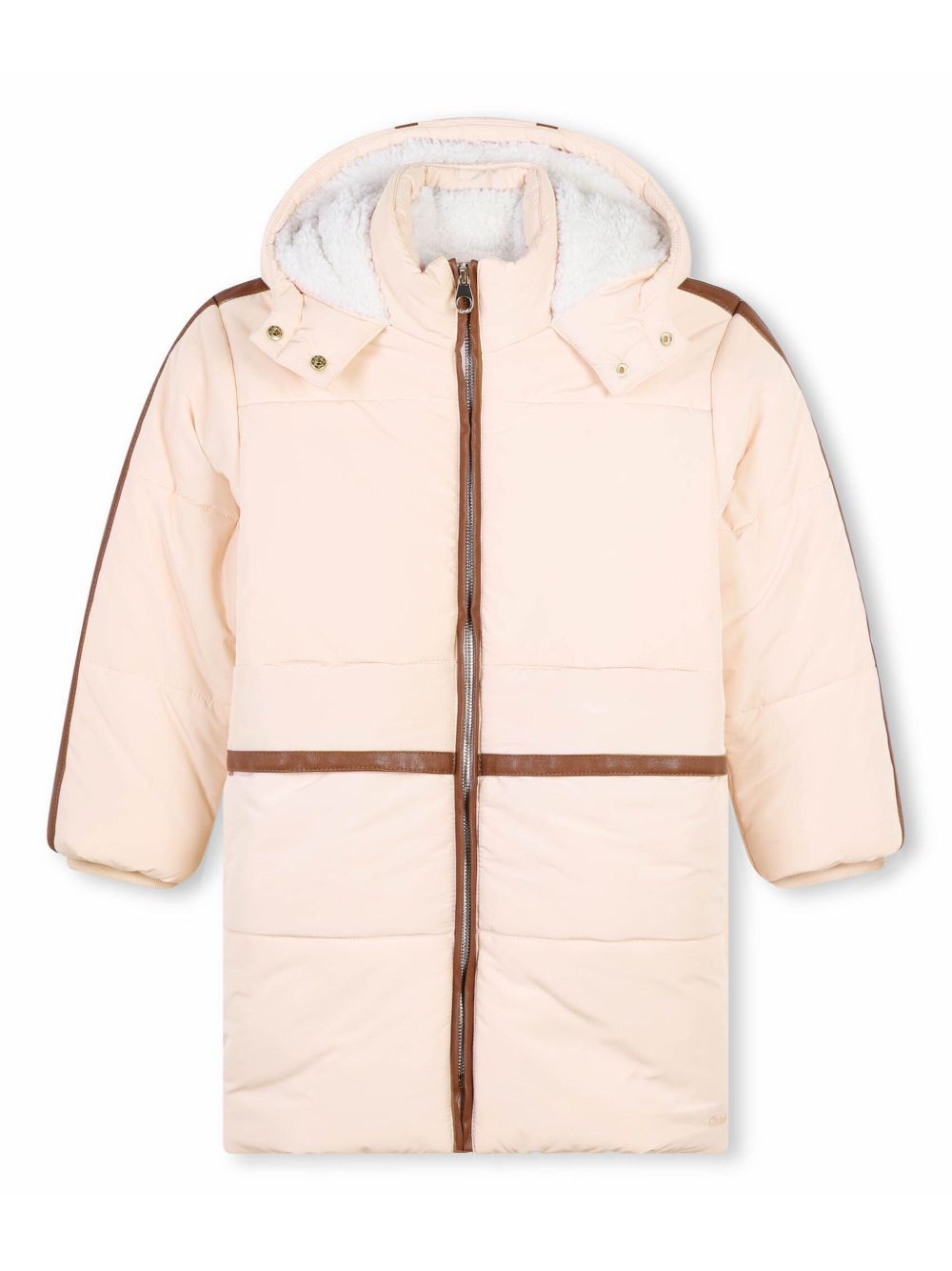 Chloé Kids 条纹细节蓬松夹克 - 粉色