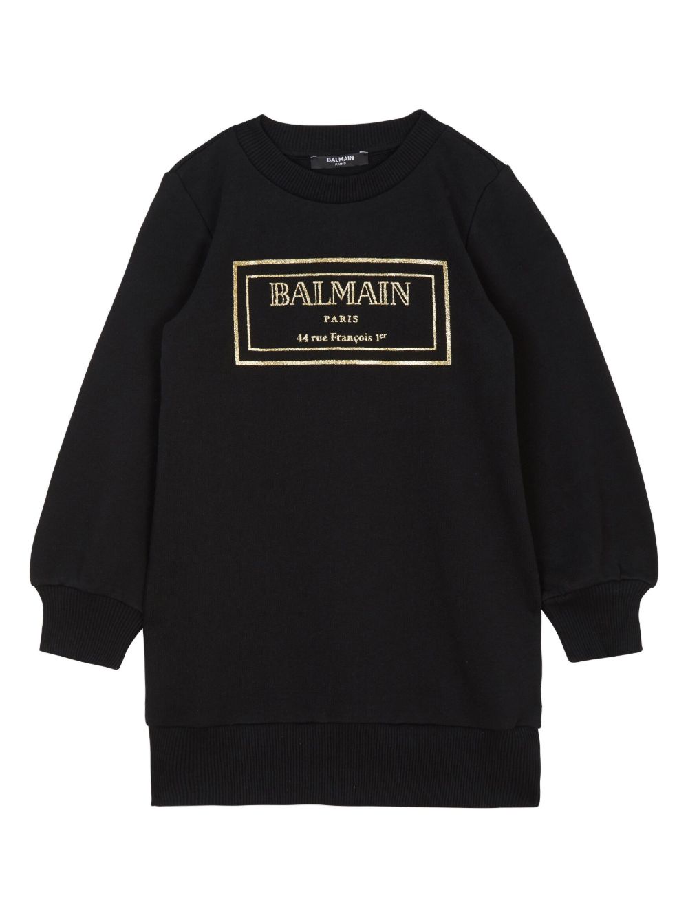Balmain Kids logo印花棉连衣裙 - 黑色