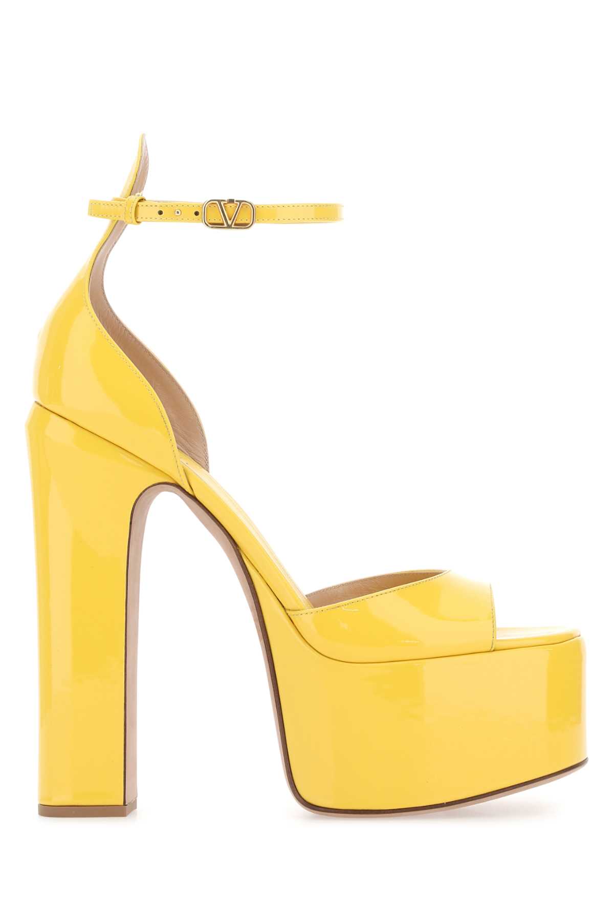 Valentino Garavani Yellow Leather Tan-go Sandals