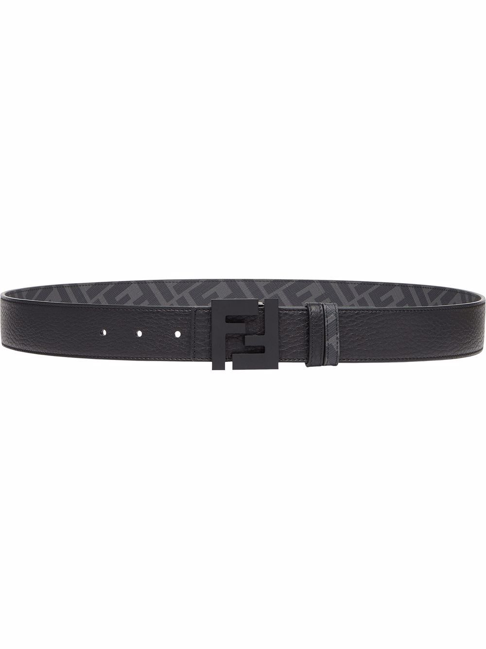 FENDI logo扣环双面腰带 - 黑色