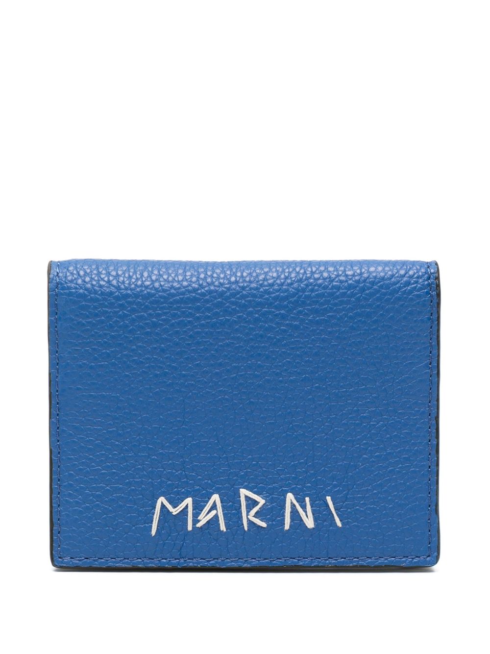 Marni logo刺绣对折钱包 - 蓝色