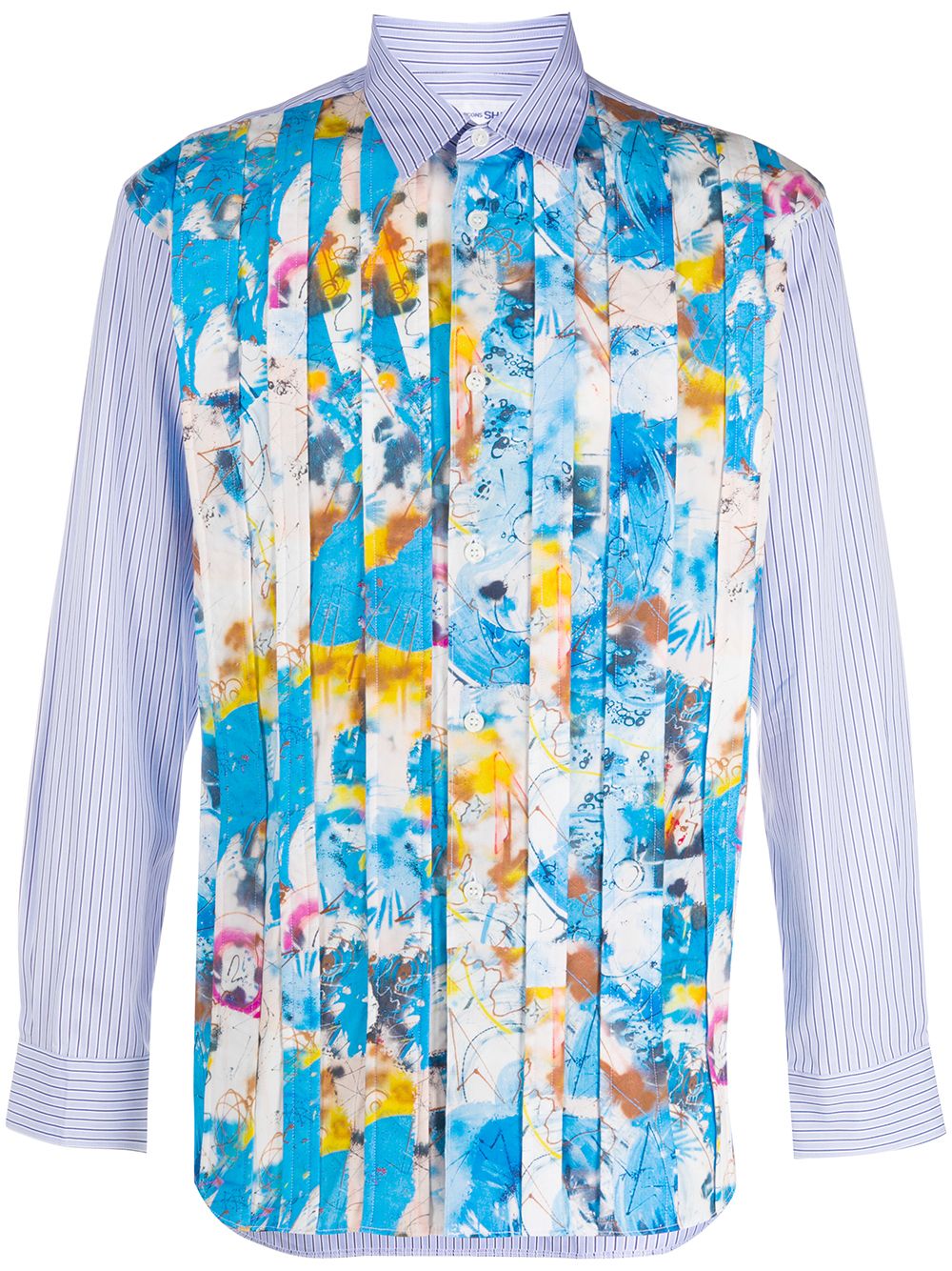 Comme Des Garçons Shirt 印花条纹衬衫 - 蓝色