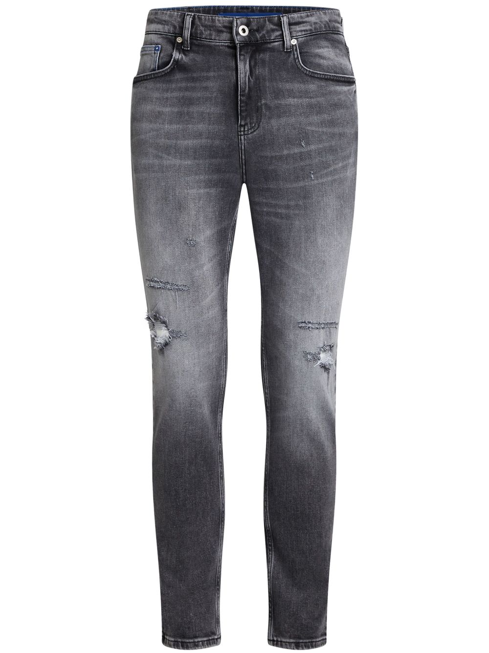 Karl Lagerfeld Jeans 标贴仿旧效果直筒牛仔裤 - 黑色
