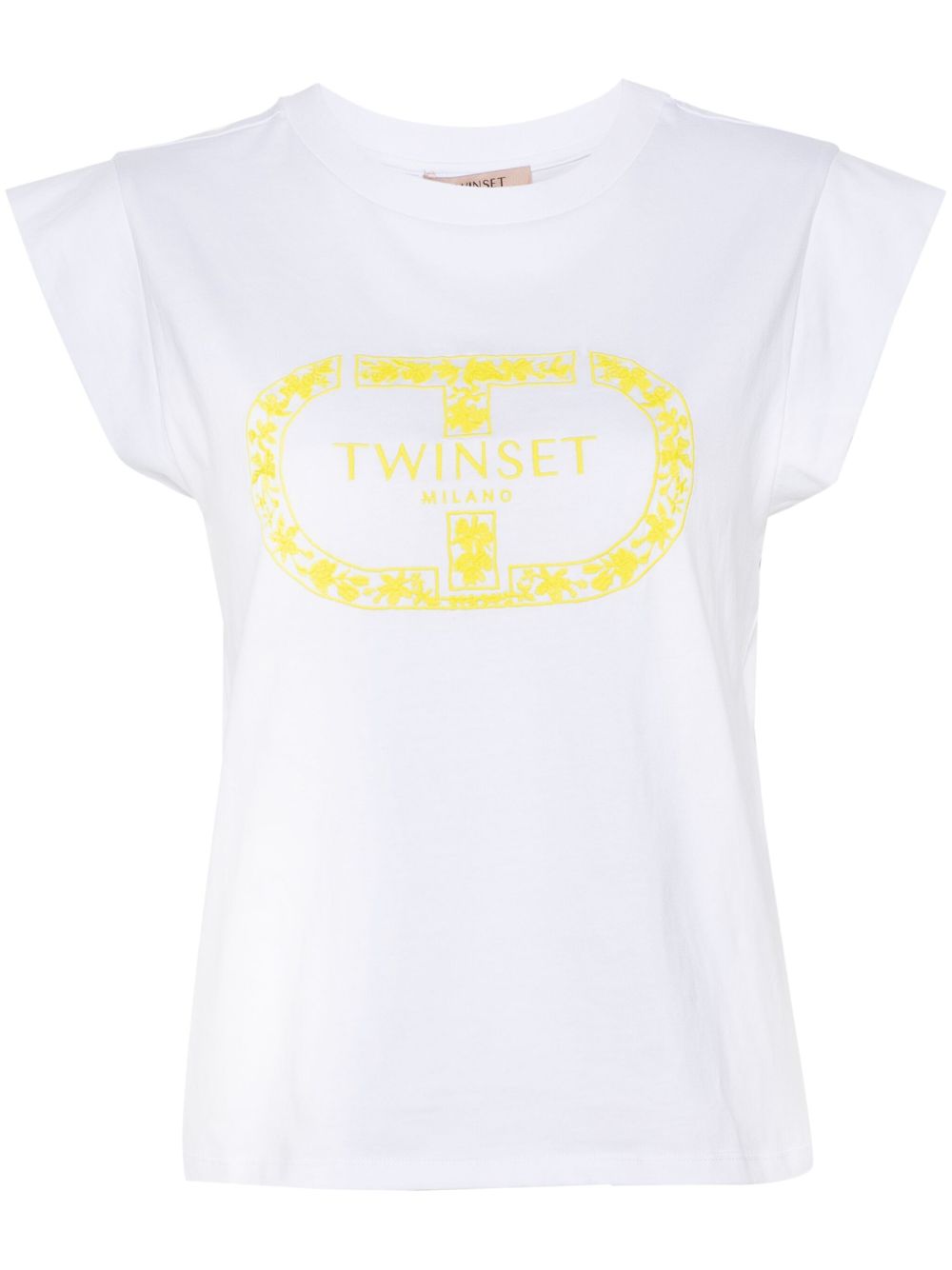 TWINSET logo刺绣棉T恤 - 白色