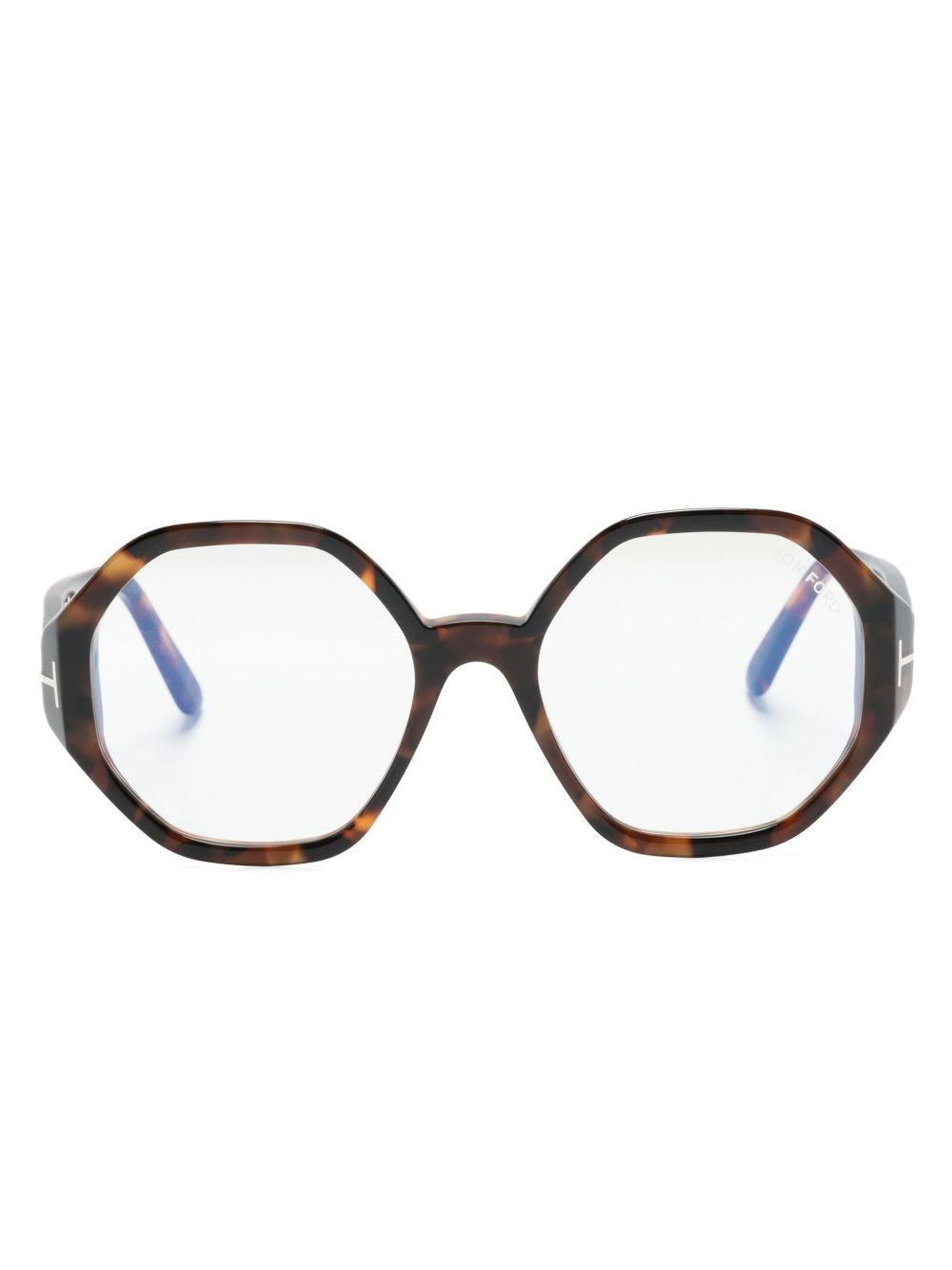 TOM FORD Eyewear 几何形框眼镜 - 褐色