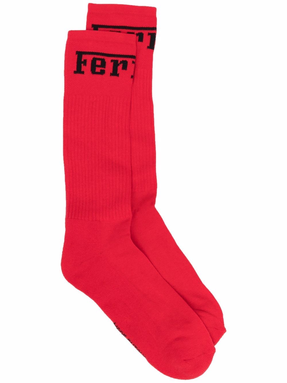 Ferrari logo印花针织袜 - 红色