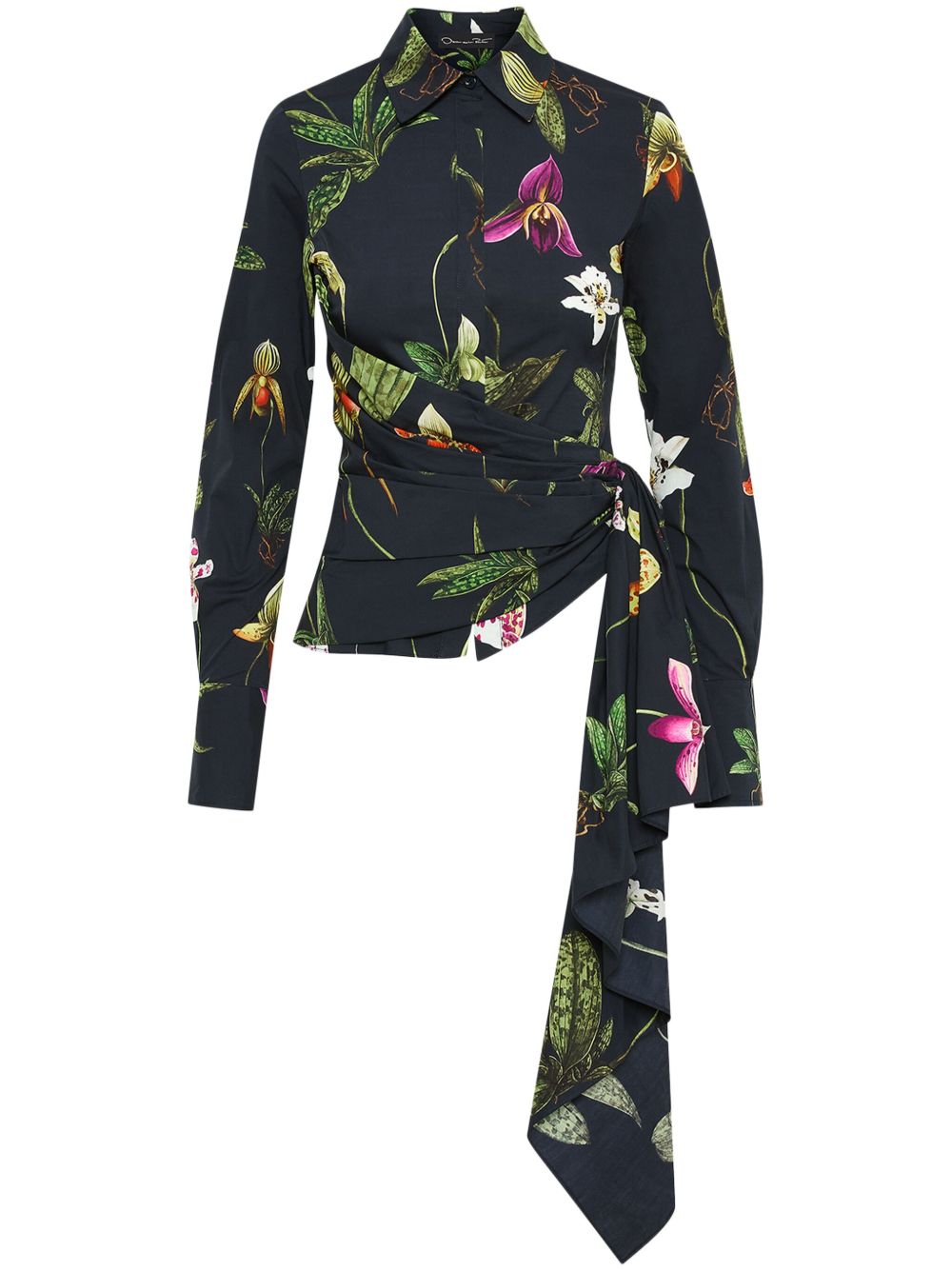 Oscar de la Renta Orchid 棉府绸罩衫 - 蓝色