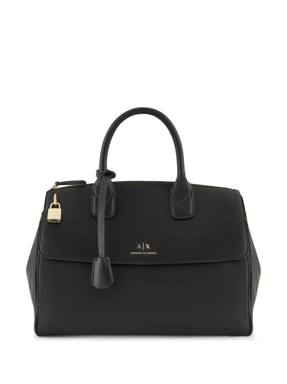 Armani Exchange logo凹面压花托特包 - 黑色