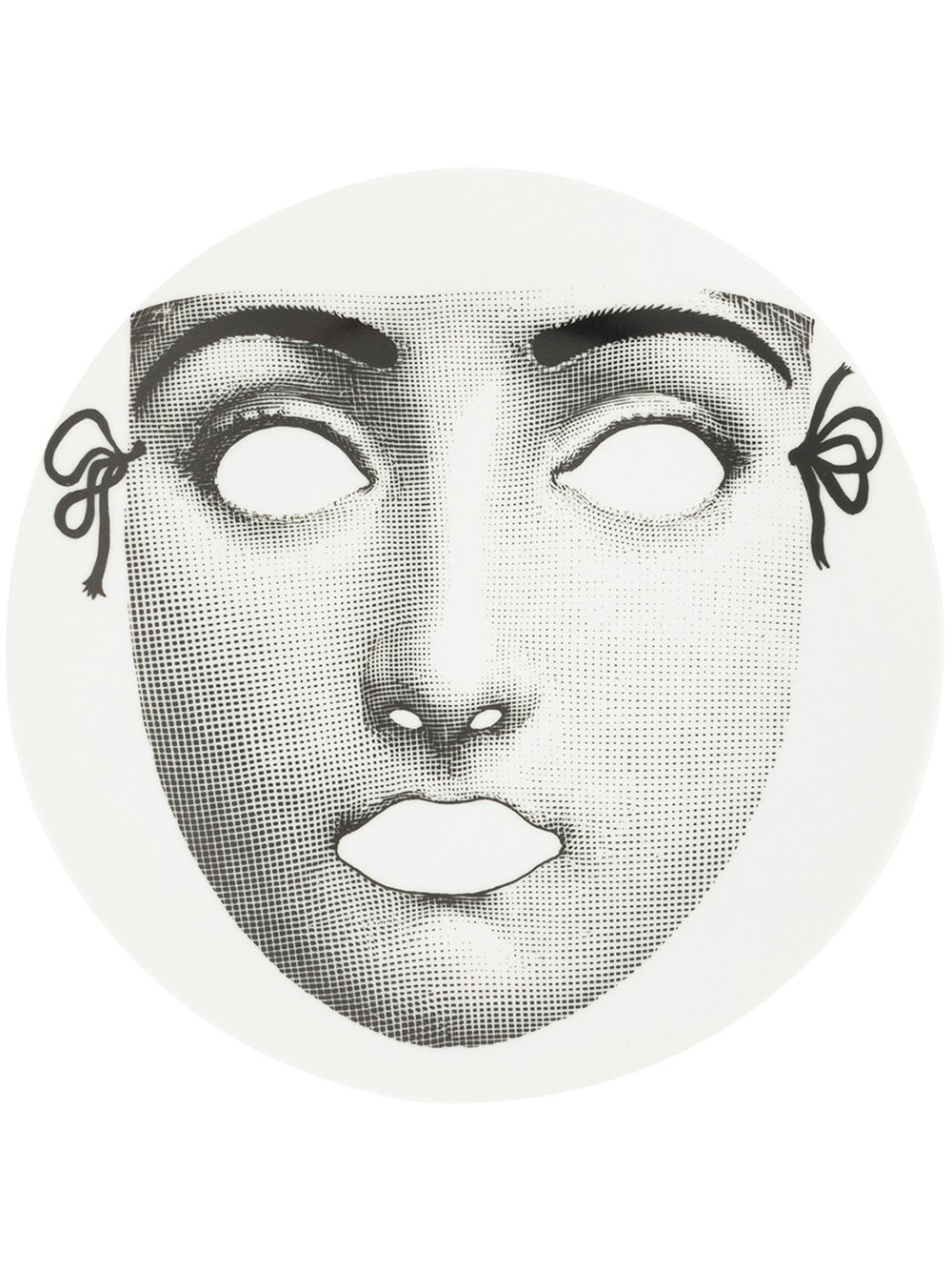 Fornasetti 面具印花瓷盘 - 黑色