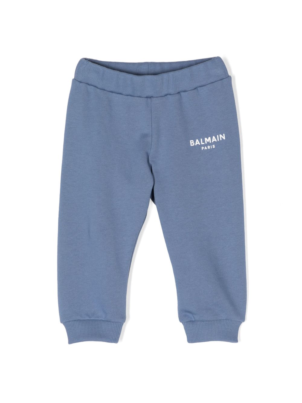Balmain Kids logo印花棉运动裤 - 蓝色