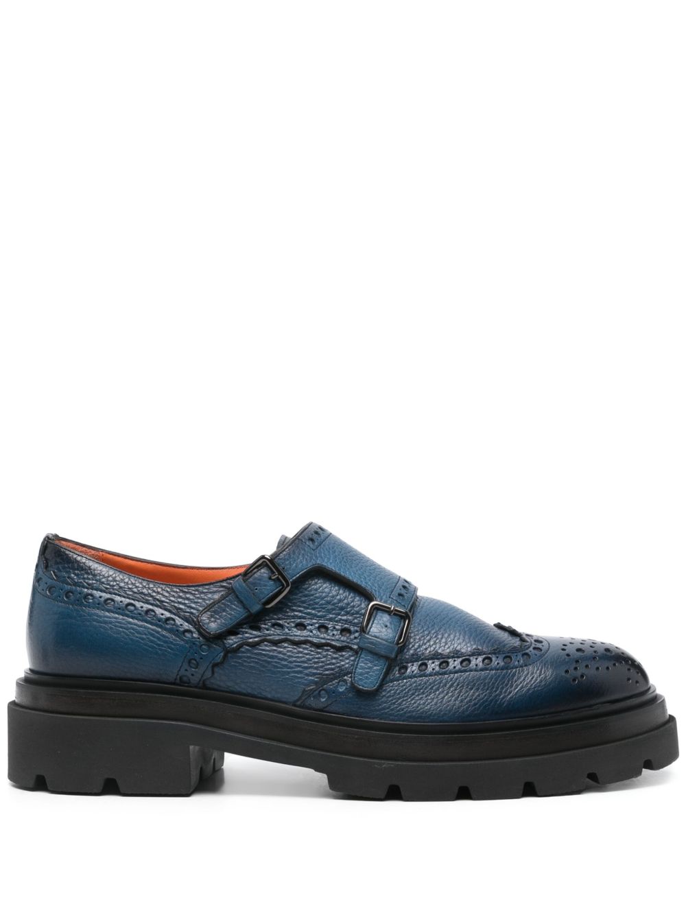 Santoni 皮质孟克鞋 - 蓝色