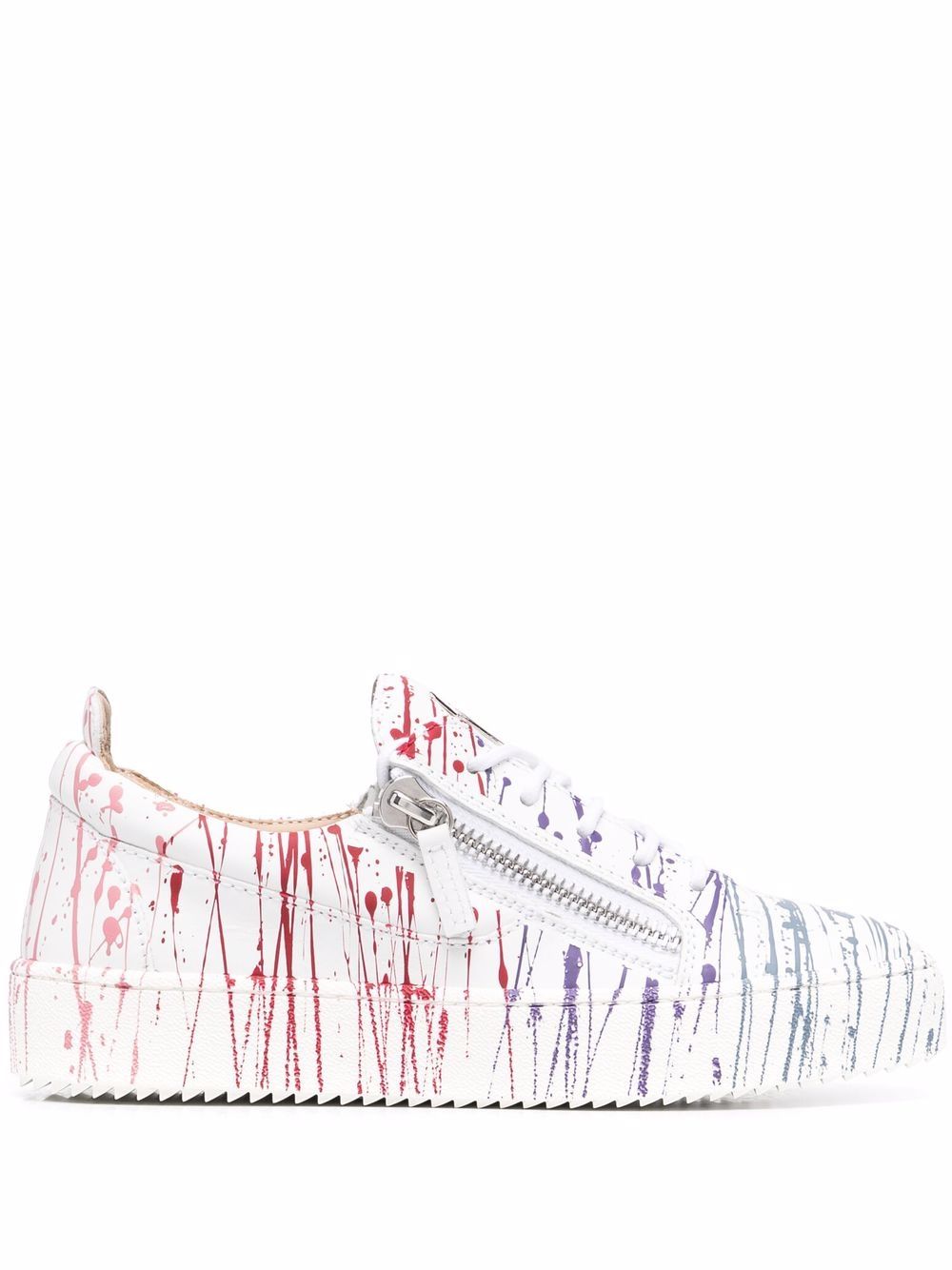 Giuseppe Zanotti Frankie 泼漆效果运动鞋 - 白色