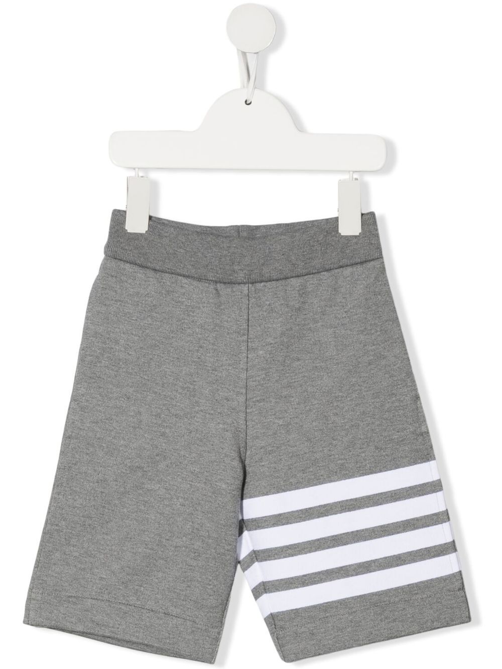 Thom Browne Kids 反面毛圈平纹针织四条纹运动短裤 - 灰色