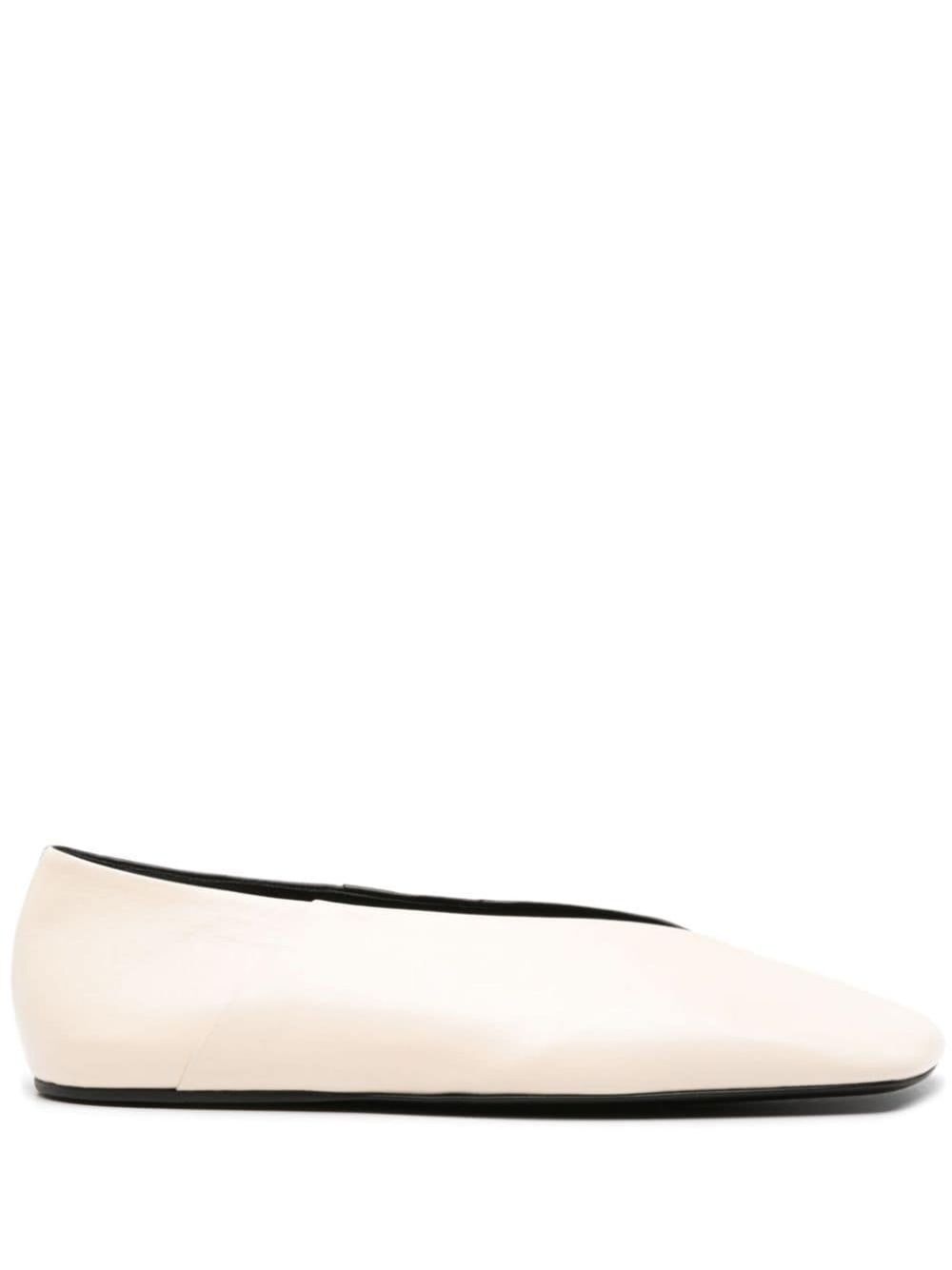 Jil Sander 拼色皮质乐福鞋 - 白色