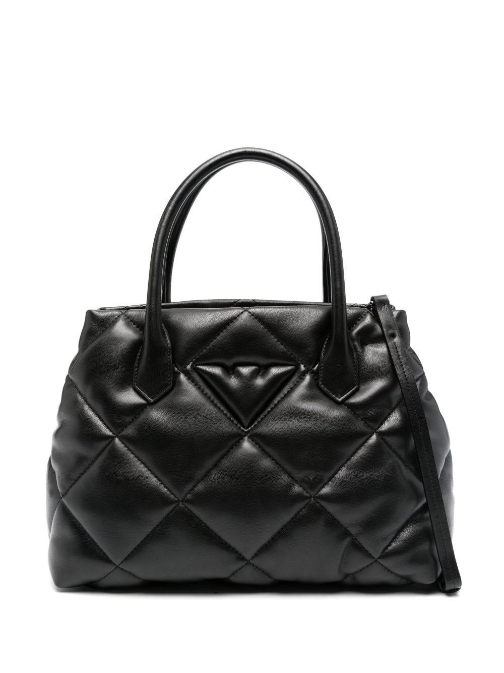 Emporio Armani 人造皮革绗缝手提包 - 黑色