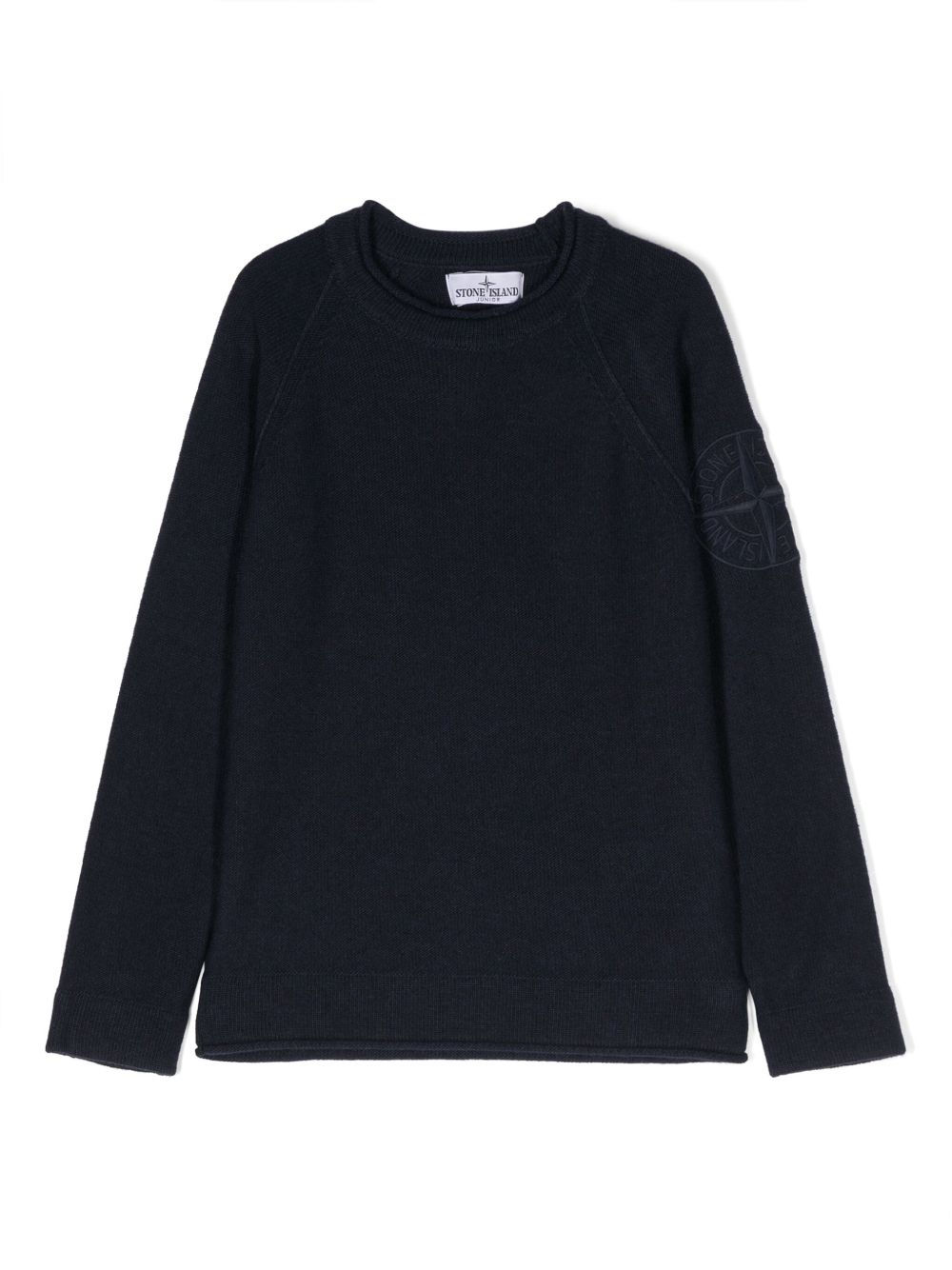 Stone Island Junior 罗盘图案圆领毛衣 - 蓝色