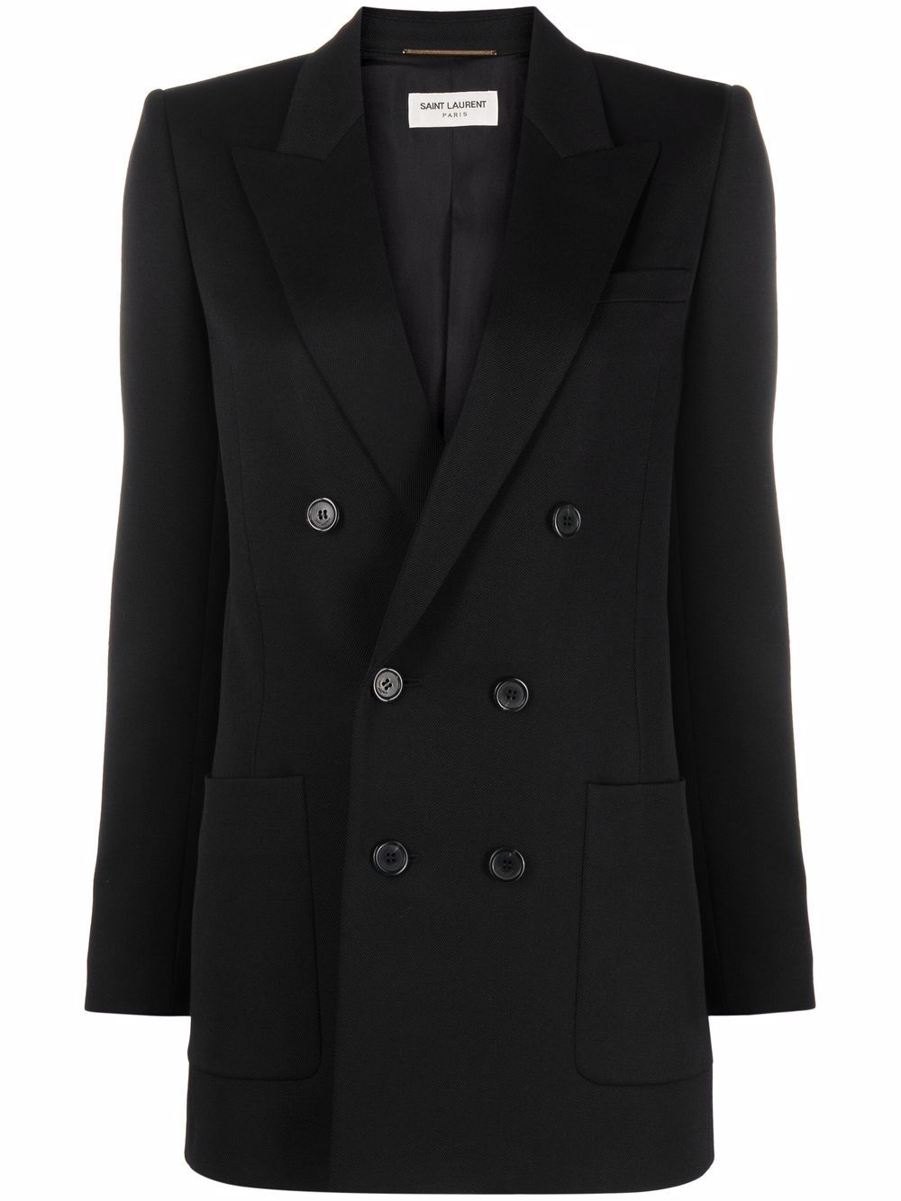 Saint Laurent 尖领双排扣夹克 - 黑色