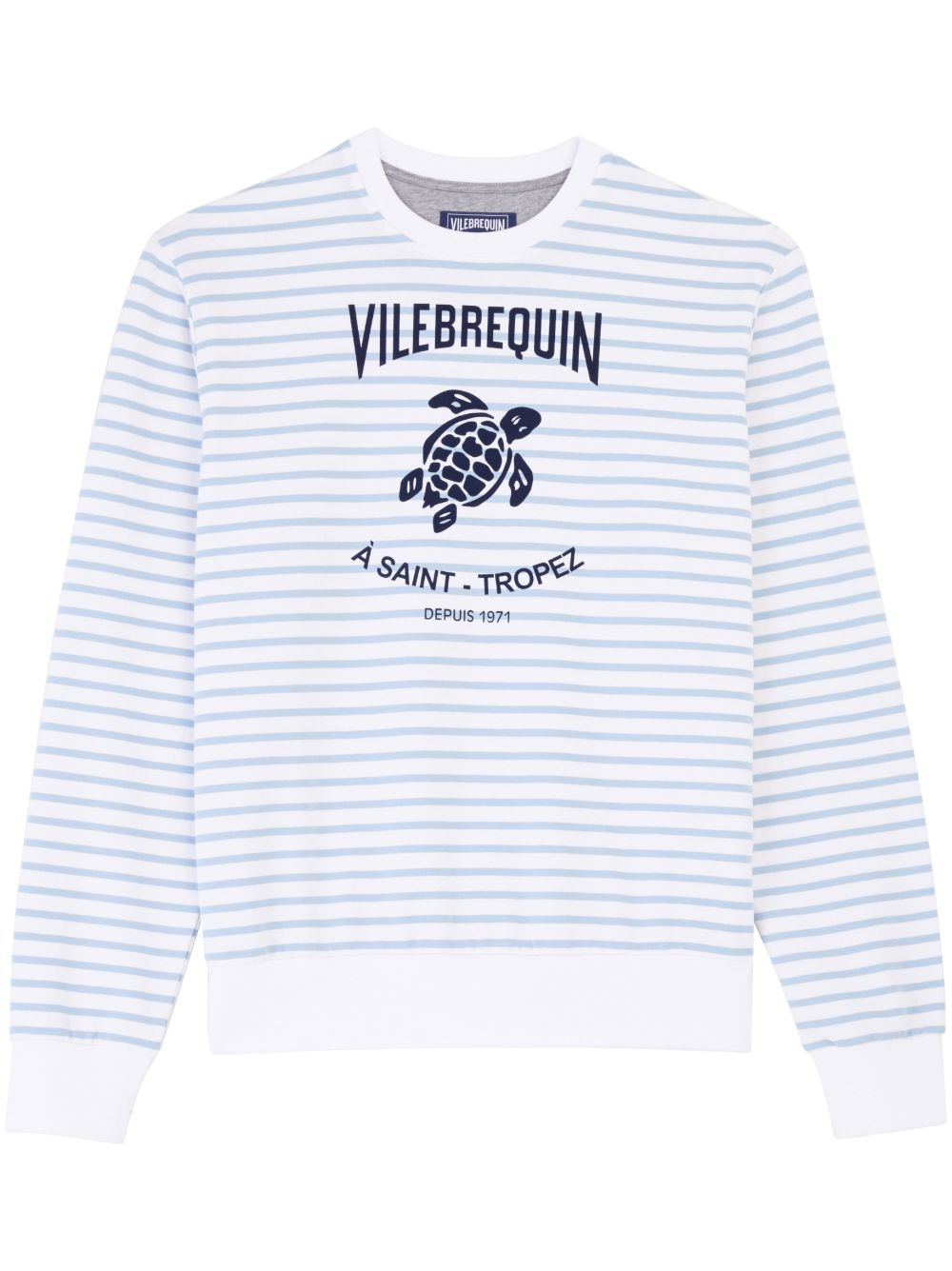 Vilebrequin logo印花条纹卫衣 - 蓝色