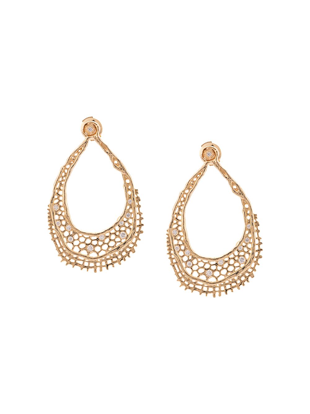 Aurelie Bidermann 18k黄金与钻石耳环 - 金属色