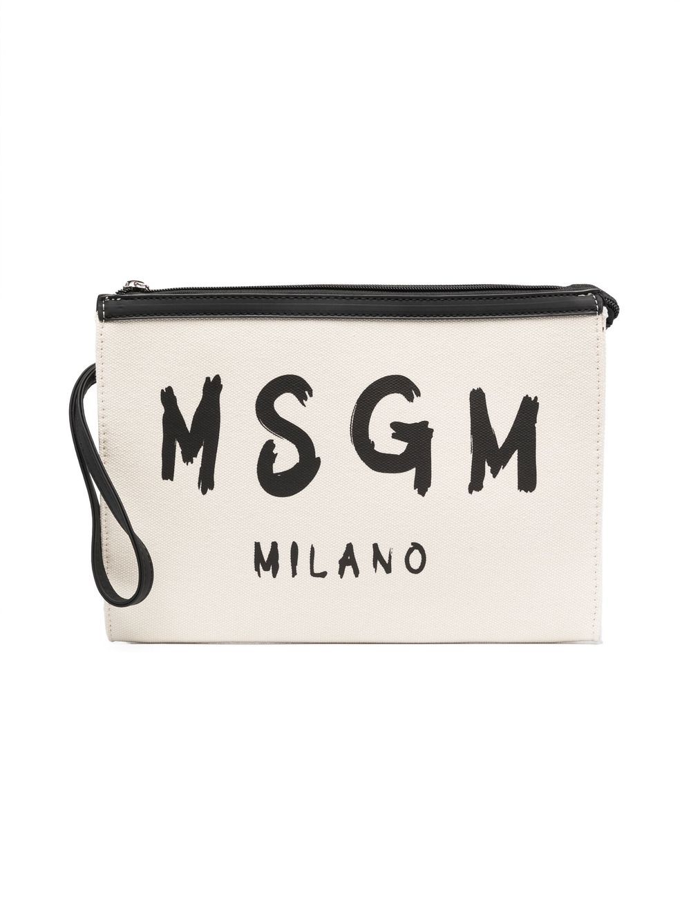 MSGM Kids logo印花帆布手拿包 - 中性色