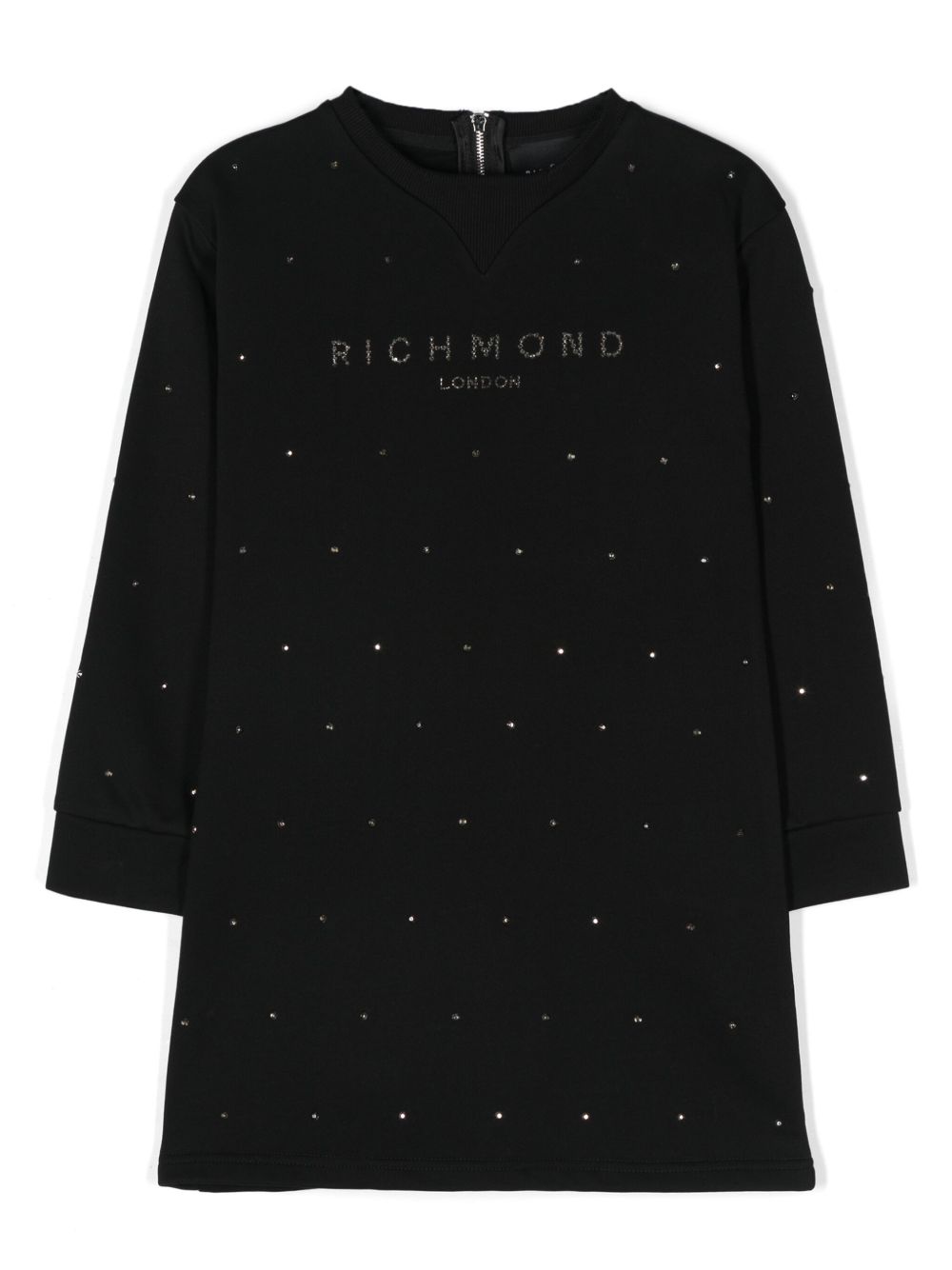 John Richmond Junior logo缀饰连衣裙 - 黑色