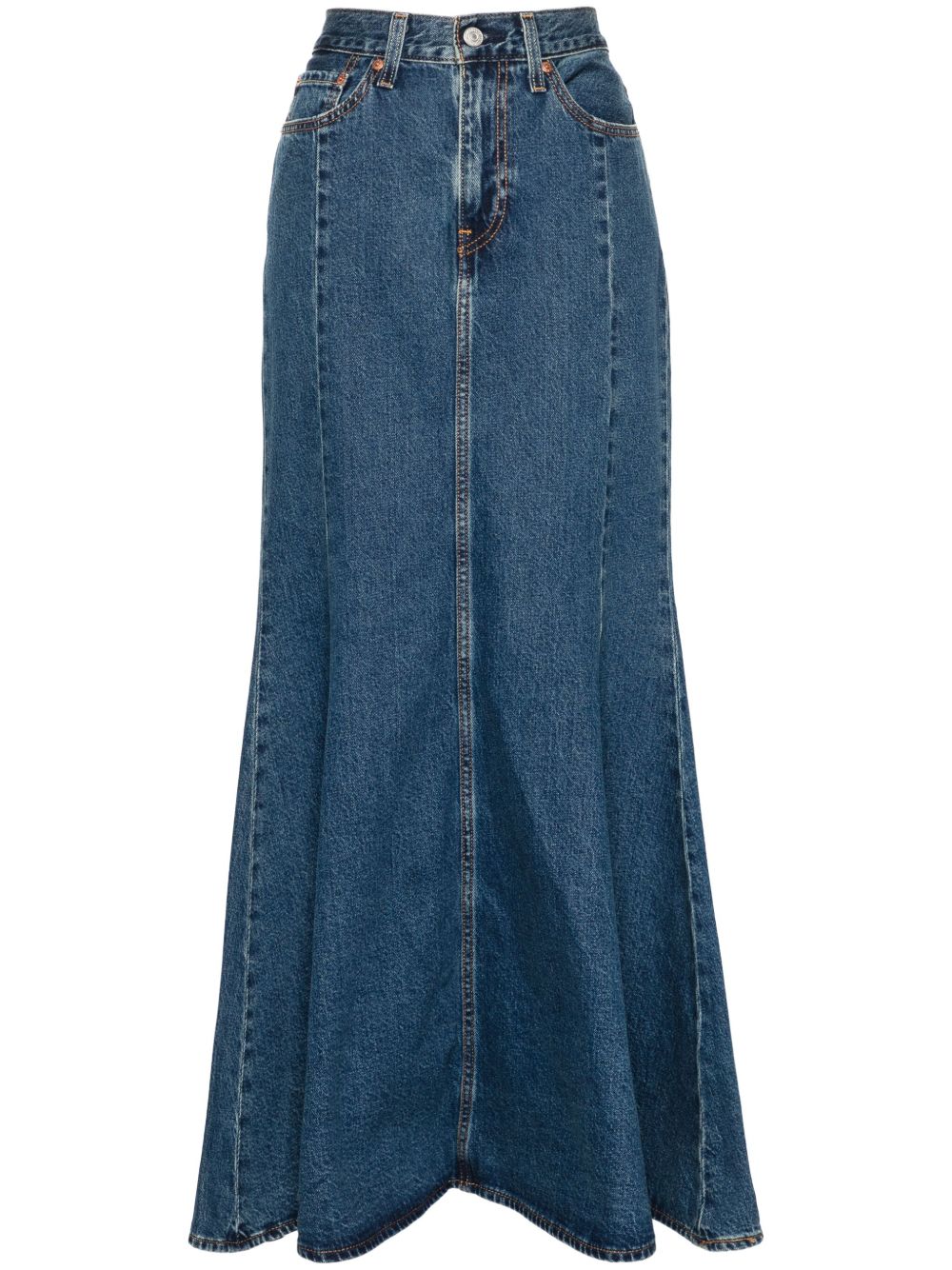 Levi's 迷你logo吊牌超长半身裙 - 蓝色
