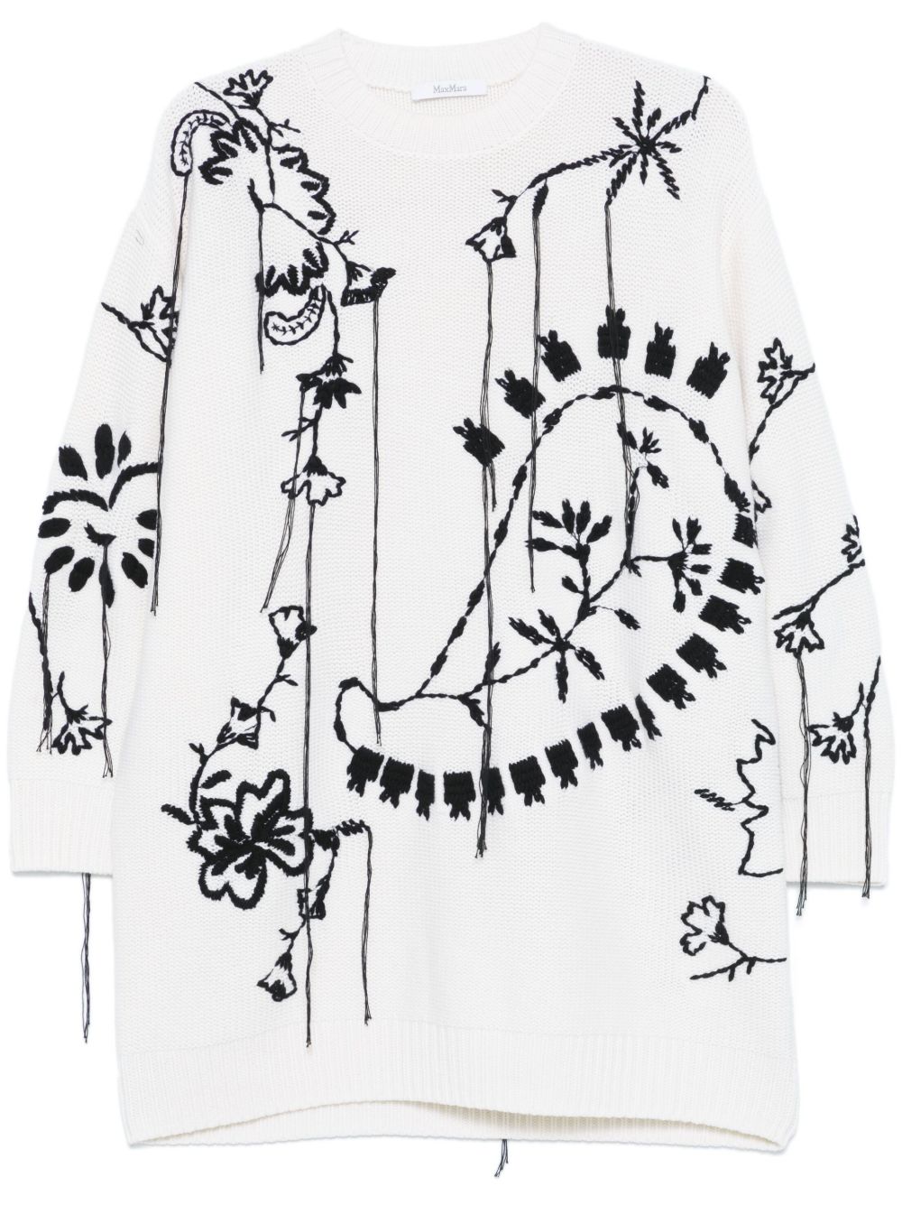 Max Mara 刺绣迷你连衣裙 - 白色