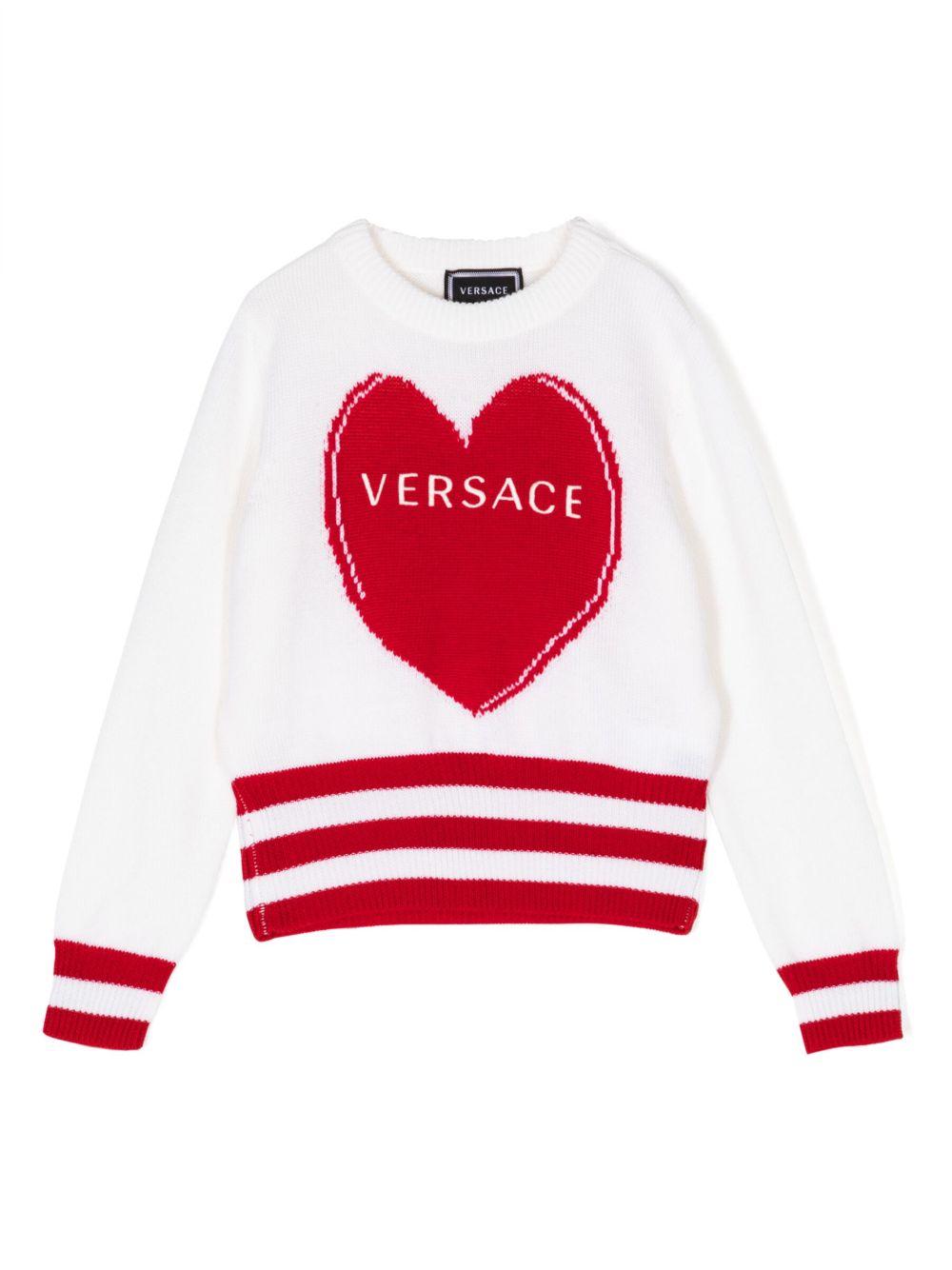 Versace Kids logo刺绣羊毛毛衣 - 白色