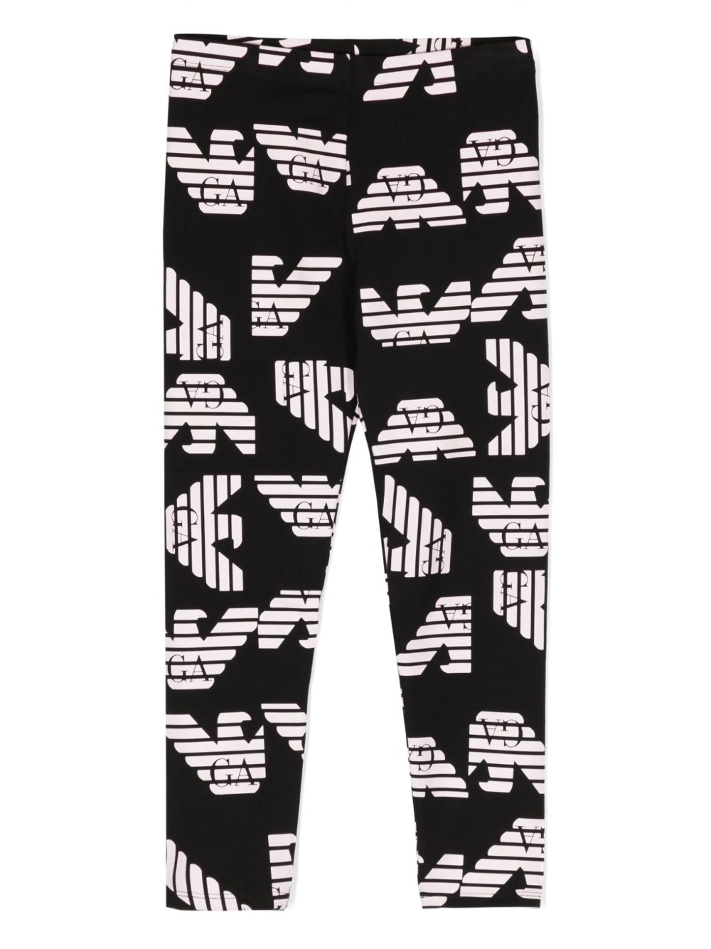 Emporio Armani Kids 经典logo印花打底裤 - 黑色