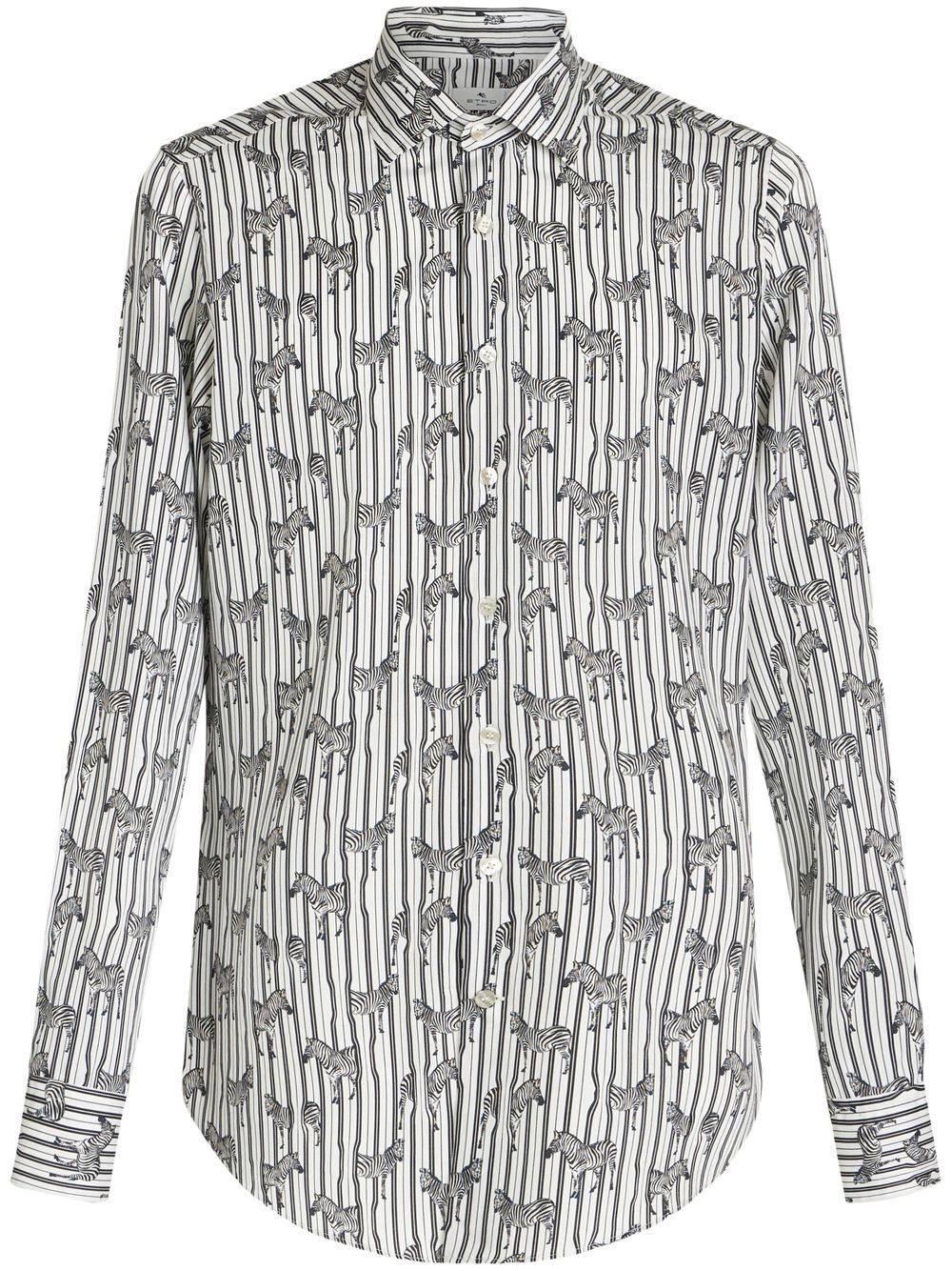 ETRO 斑马纹长袖衬衫 - 白色
