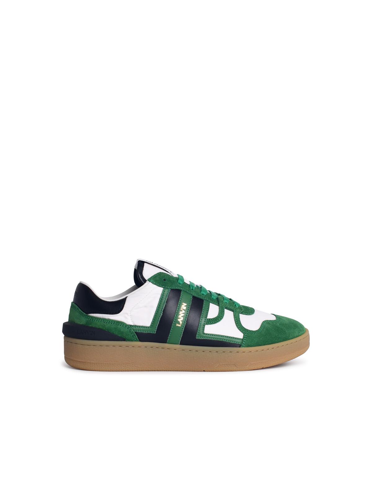 Lanvin 黏土绿皮革拼接运动鞋