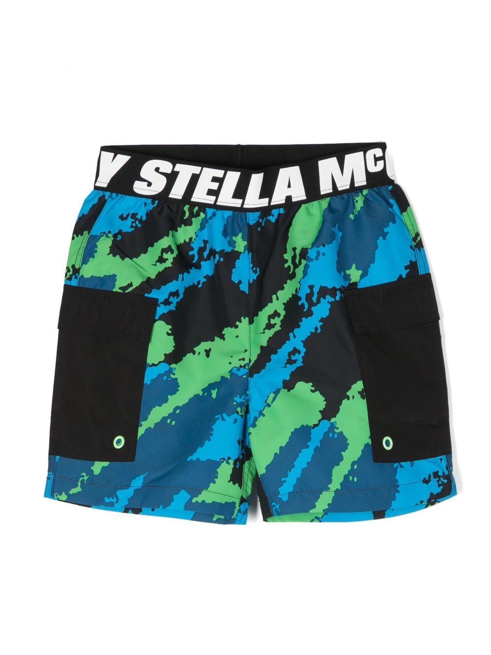 Stella McCartney Kids 斯特拉·麦卡特尼 抽象印花泳裤 - 黑色