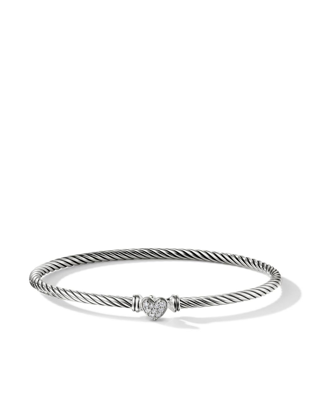 David Yurman 纯银 Cable Classics 钻石手链 - 银色