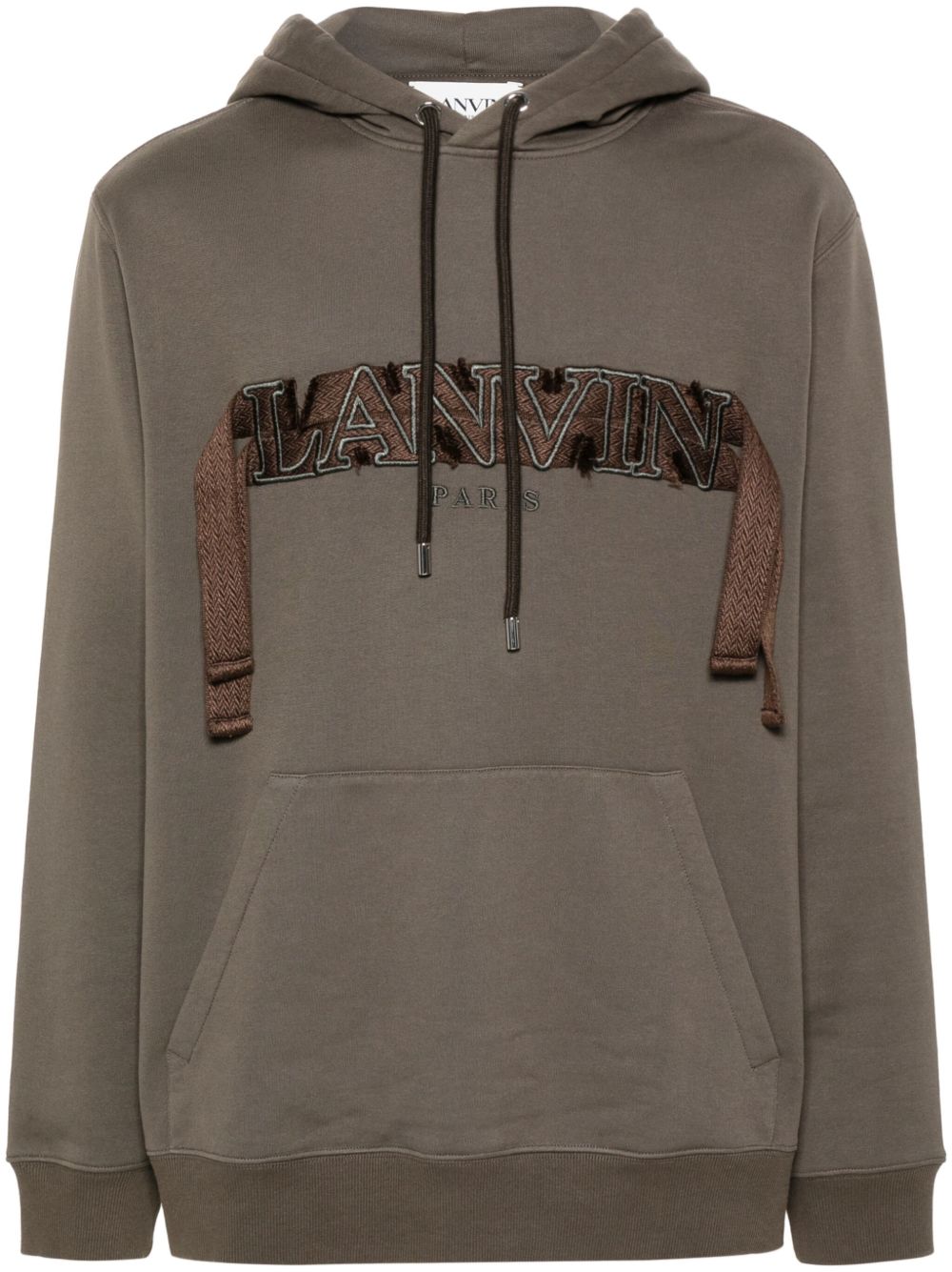 Lanvin logo刺绣棉连帽衫 - 绿色