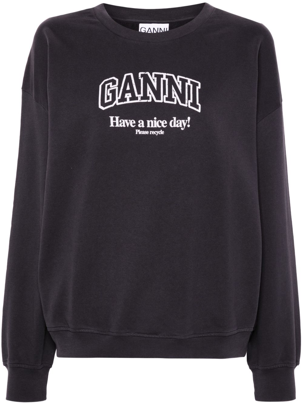 GANNI logo印花卫衣 - 灰色