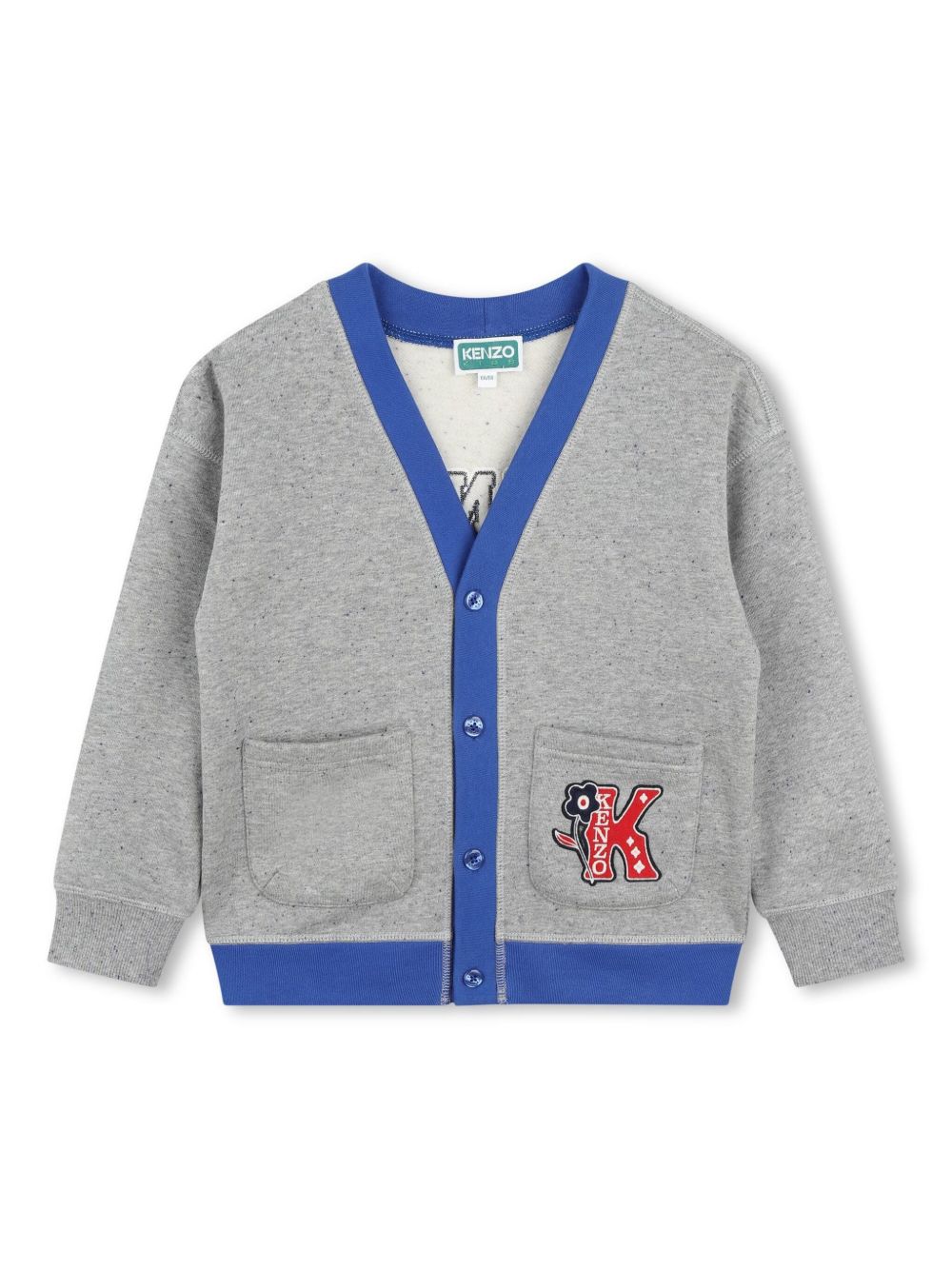 Kenzo Kids logo 贴花棉开衫 - 灰色