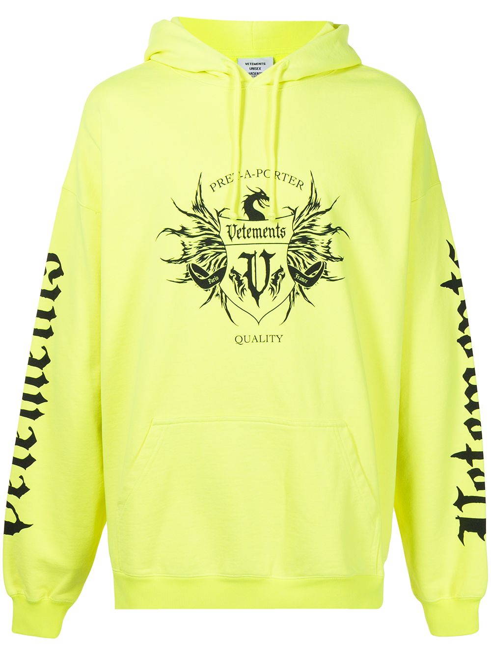 VETEMENTS logo印花套头式连帽衫 - 黄色