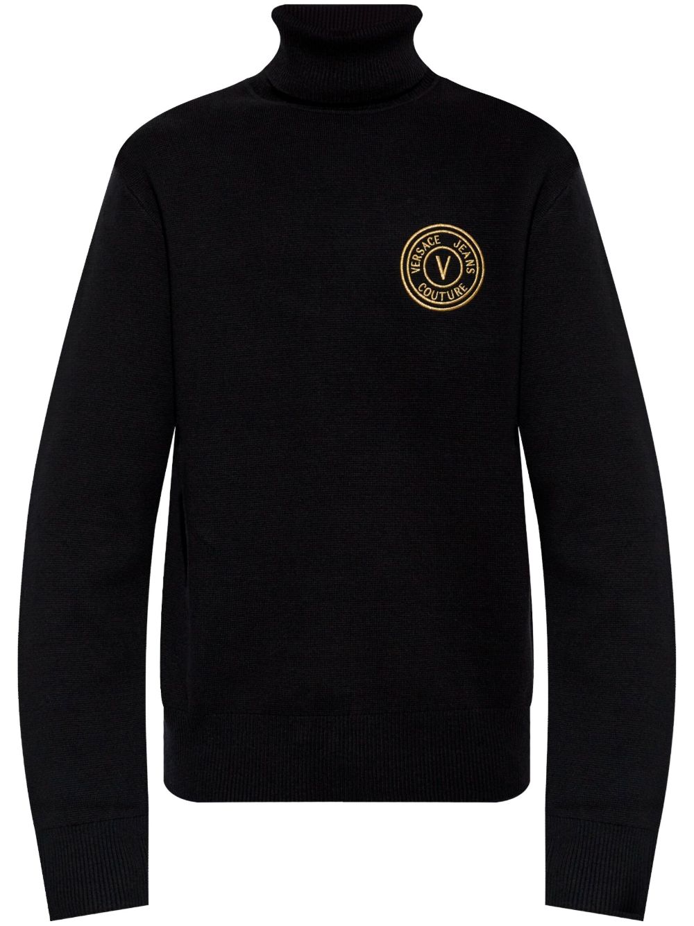 Versace Jeans Couture logo刺绣毛衣 - 黑色