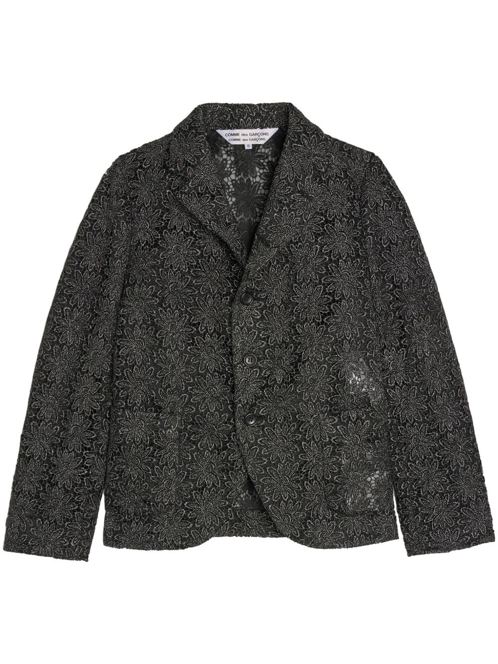 Comme Des Garçons Comme Des Garçons 蕾丝单排扣西装夹克 - 黑色