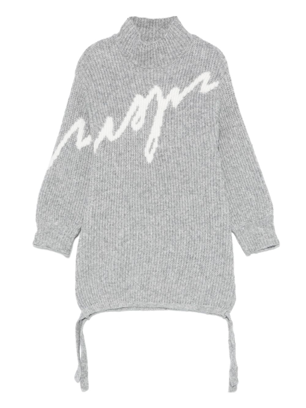 MSGM Kids logo嵌花针织连衣裙 - 灰色