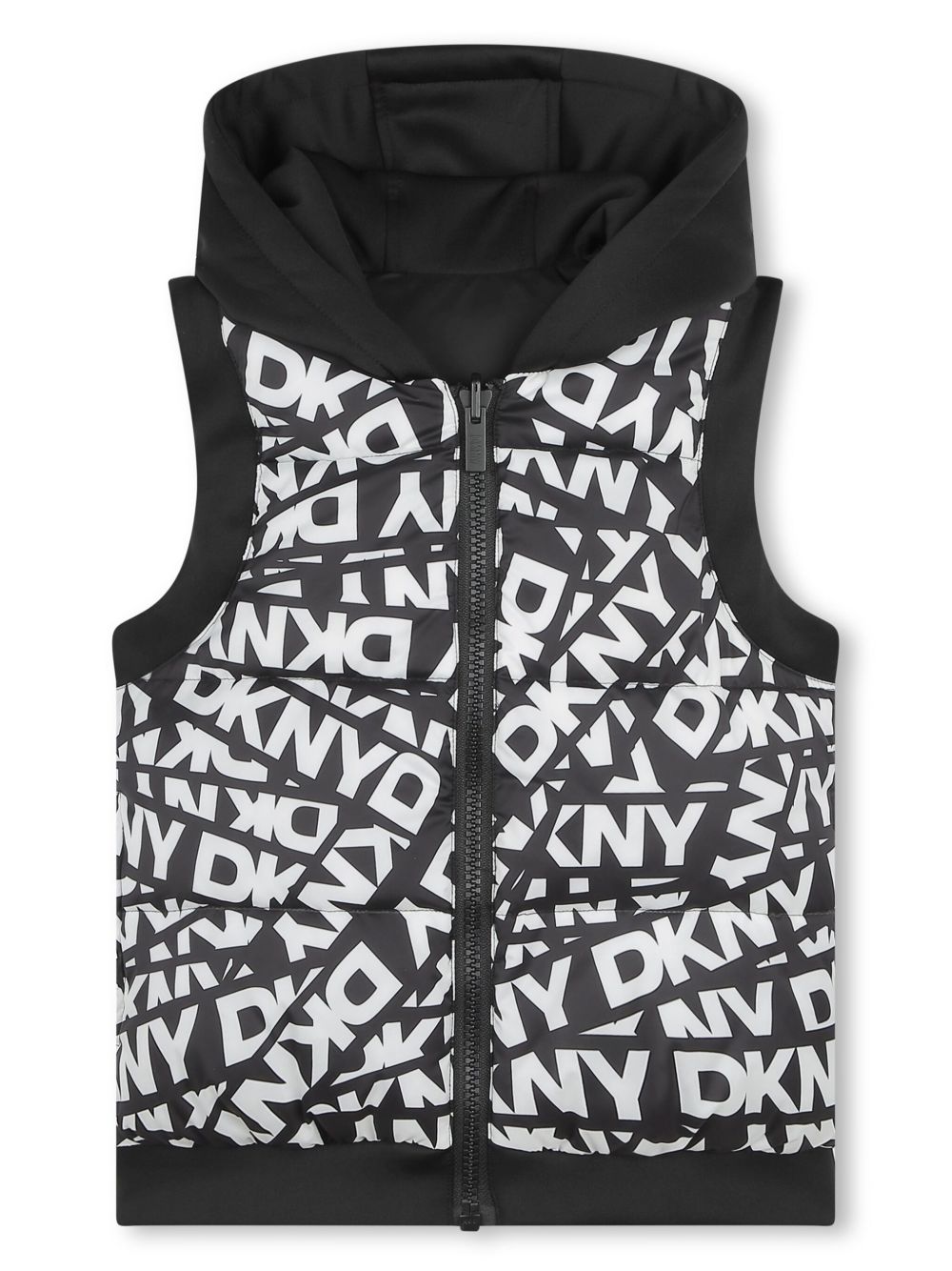 Dkny Kids logo印花双面马甲 - 黑色