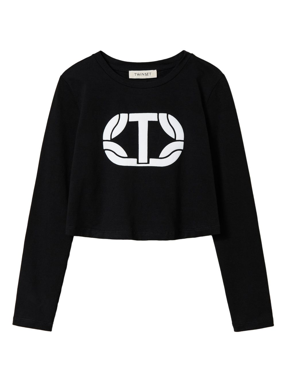 TWINSET Kids logo印花短款T恤 - 黑色