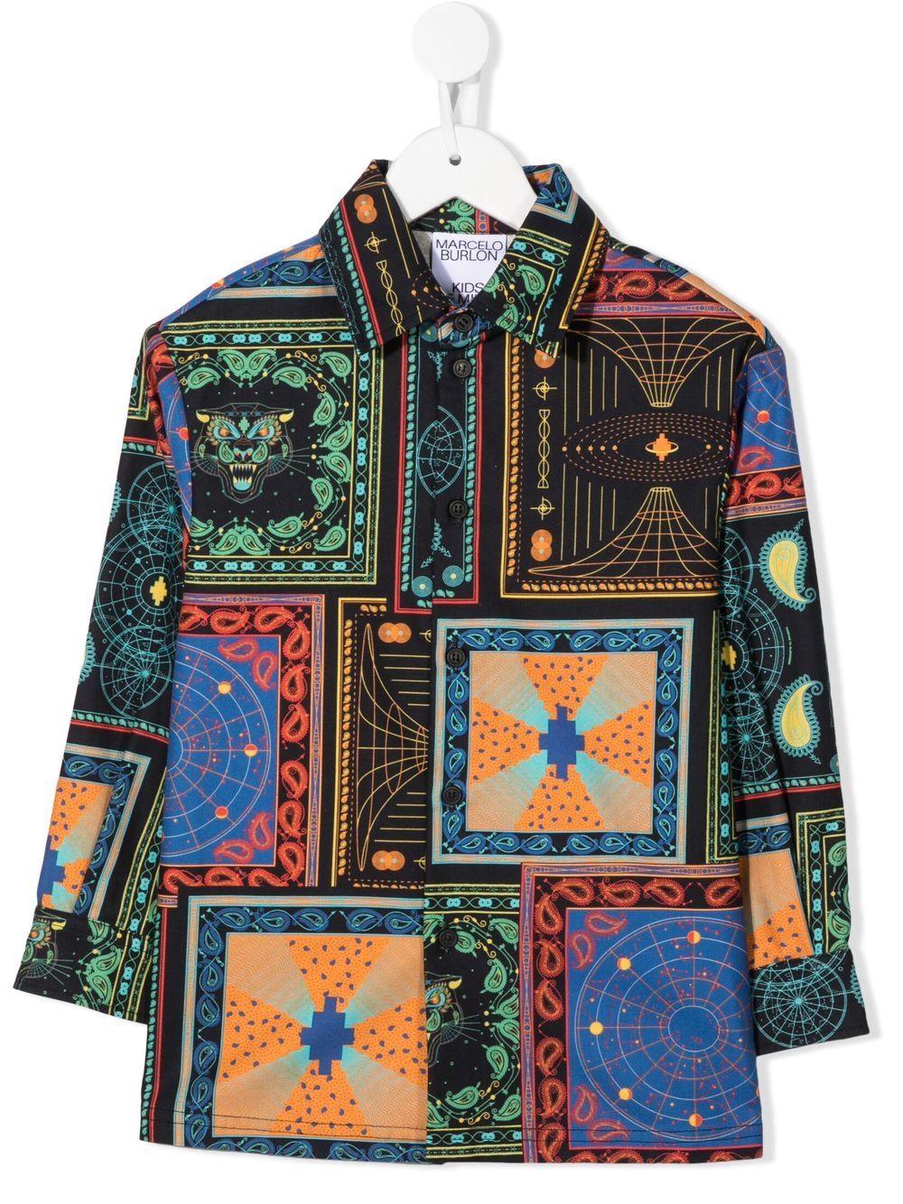 Marcelo Burlon County Of Milan Kids 头巾拼贴设计T恤 - 蓝色