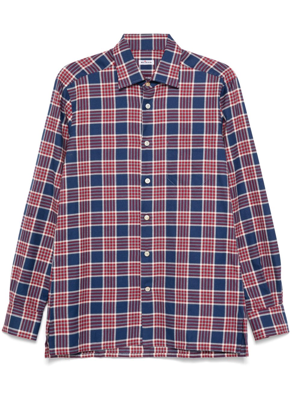 Kiton 格纹衬衫 - 蓝色