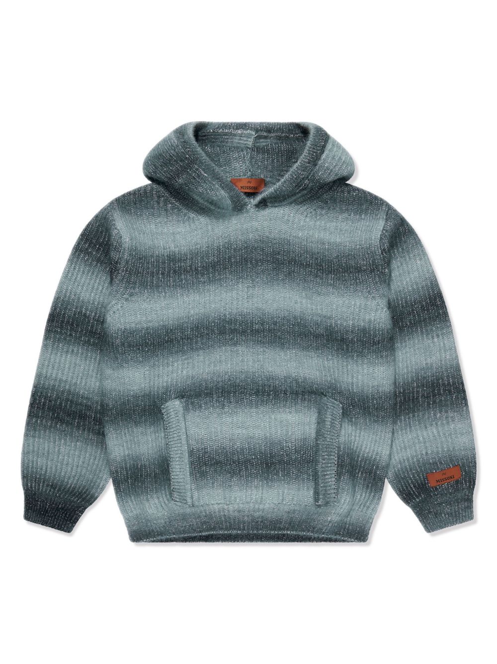 Missoni Kids 渐变色效果条纹针织连帽衫 - 灰色