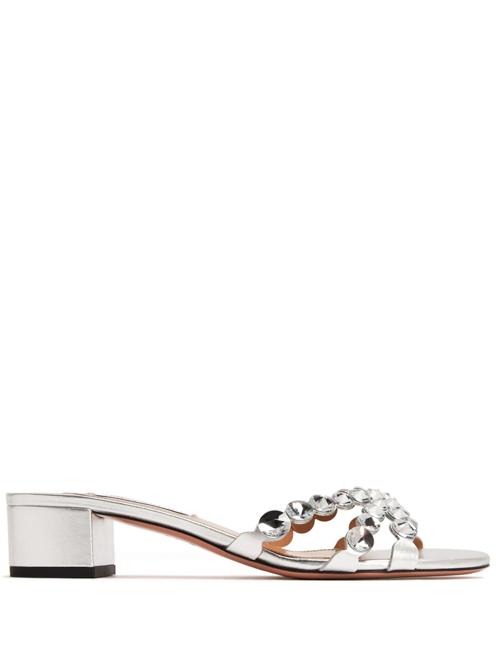 Aquazzura Crystal Mirage 低跟穆勒鞋 - 银色